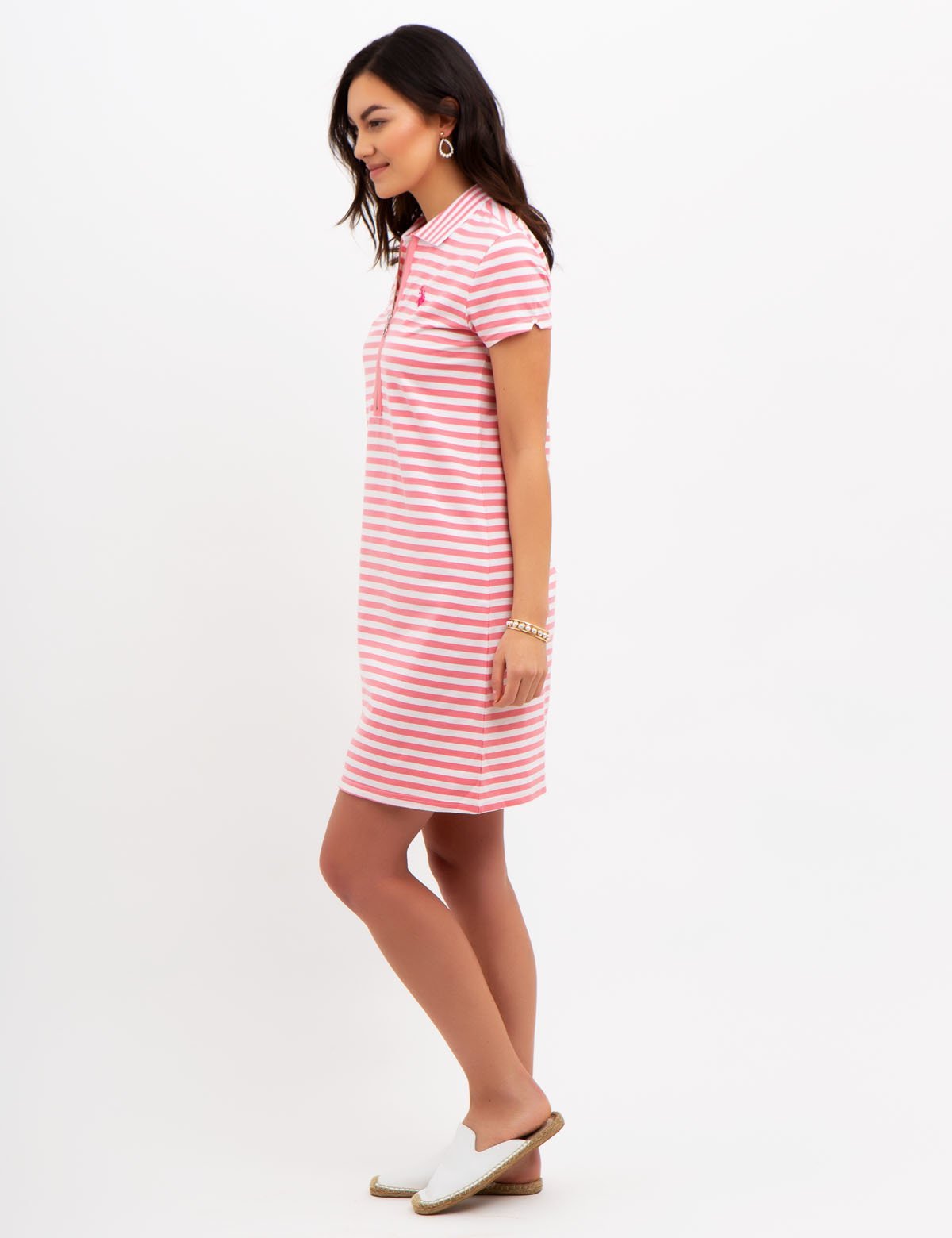 Striped Zip-Up Dress with Front Zipper Detail