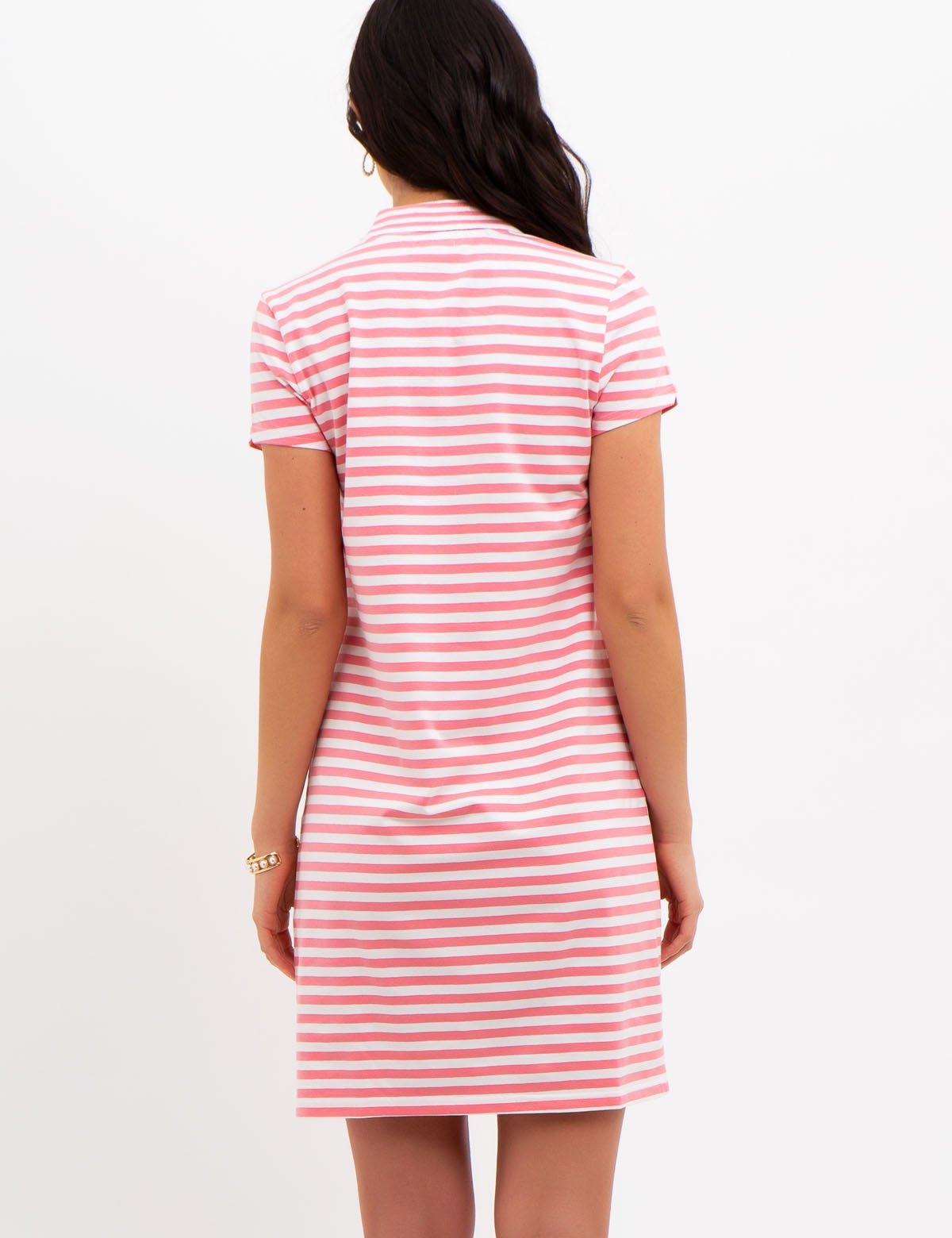 Striped Zip-Up Dress with Front Zipper Detail