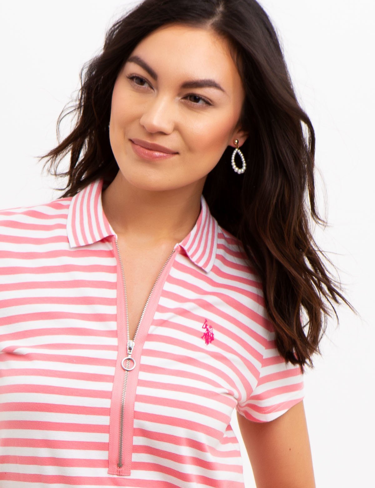 Striped Zip-Up Dress with Front Zipper Detail