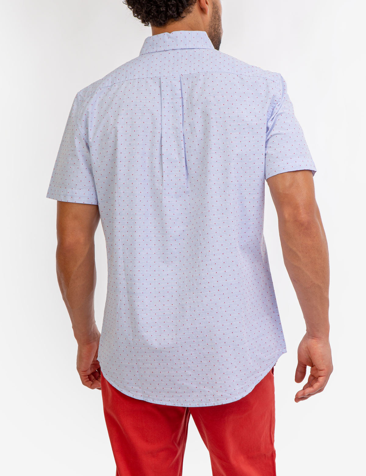 Men's Swiss Dot Cotton Short Sleeve Shirt with Pocket