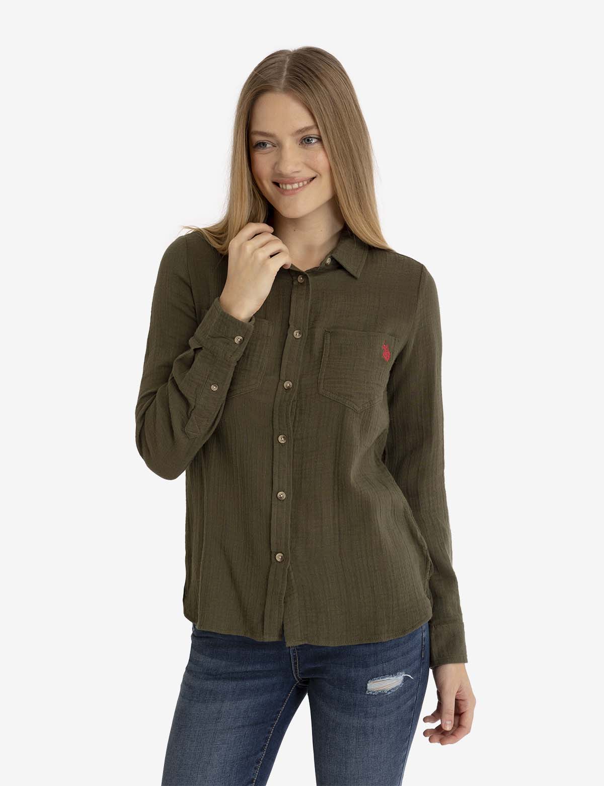 Textured Long Sleeve Button-Up Shirt for Men