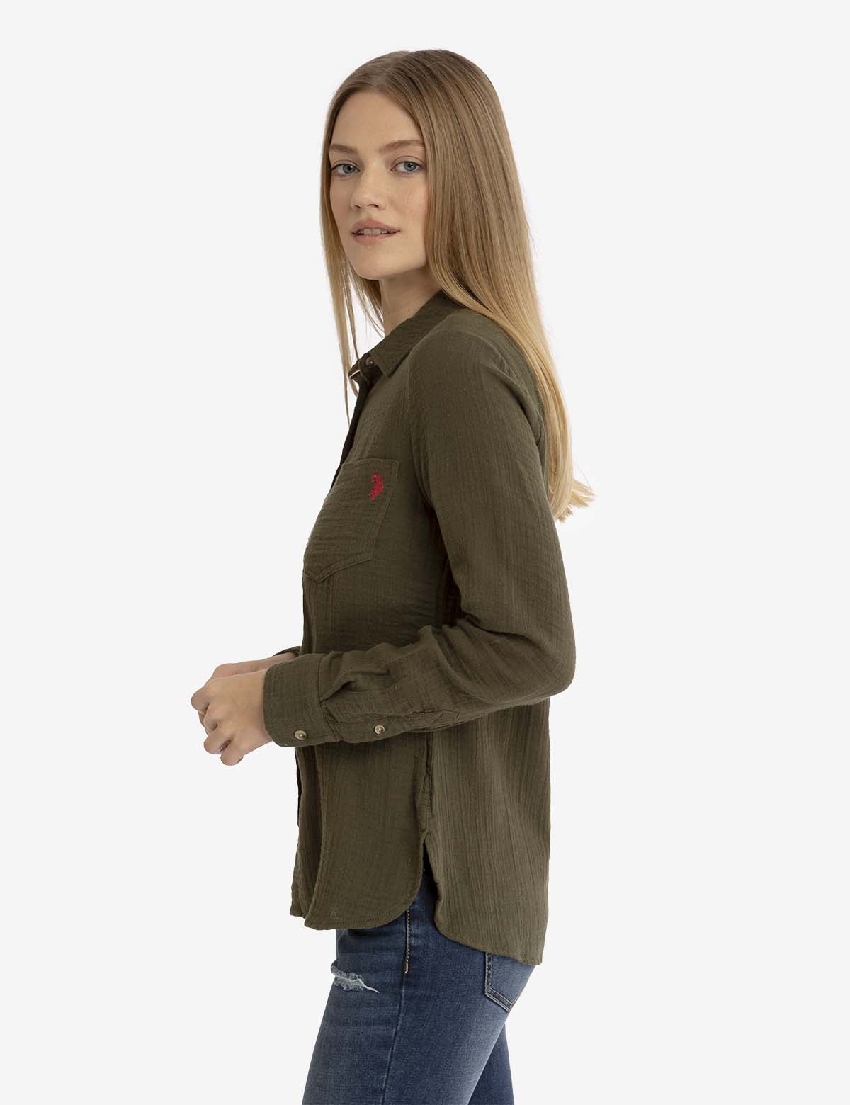 Textured Long Sleeve Button-Up Shirt for Men