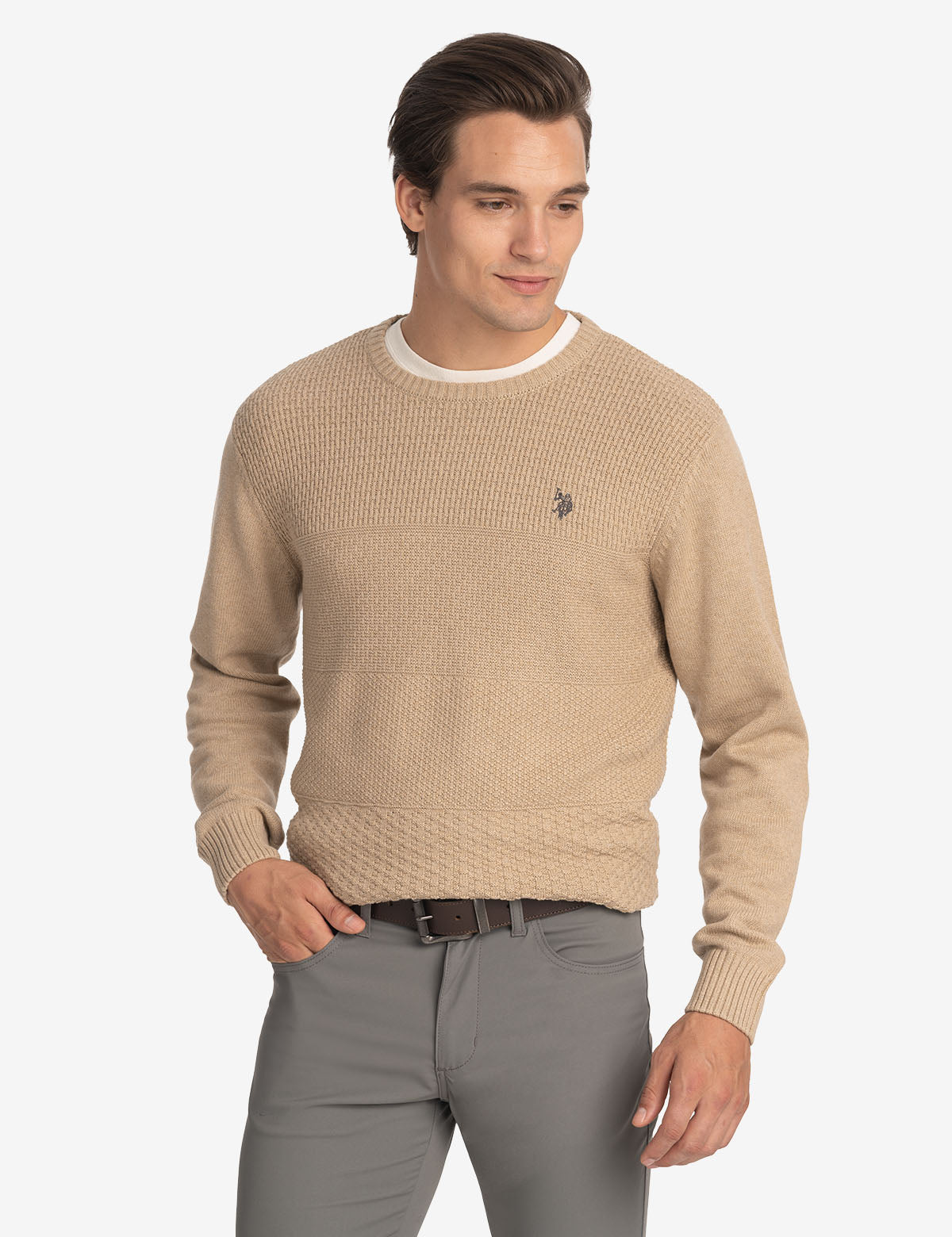 Textured Cotton Crew Neck Sweater for Men & Women