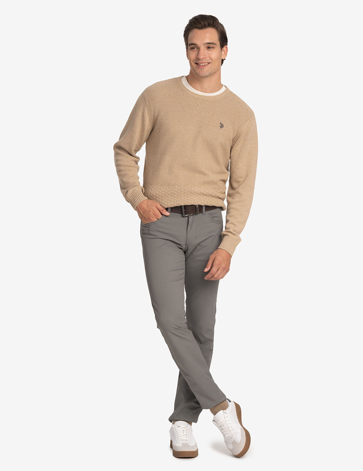Textured Cotton Crew Neck Sweater for Men & Women