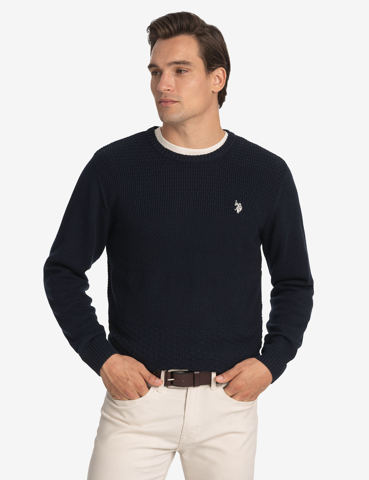 Textured Cotton Crew Neck Sweater for Men & Women