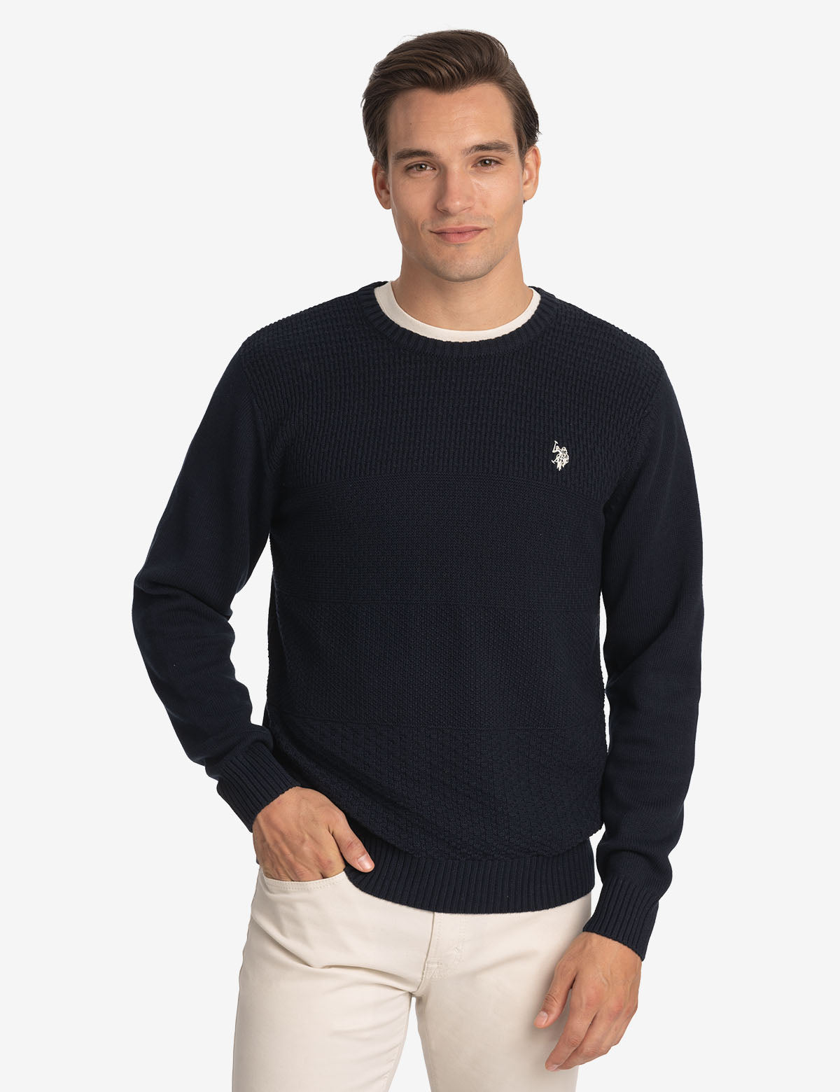 Textured Cotton Crew Neck Sweater for Men & Women