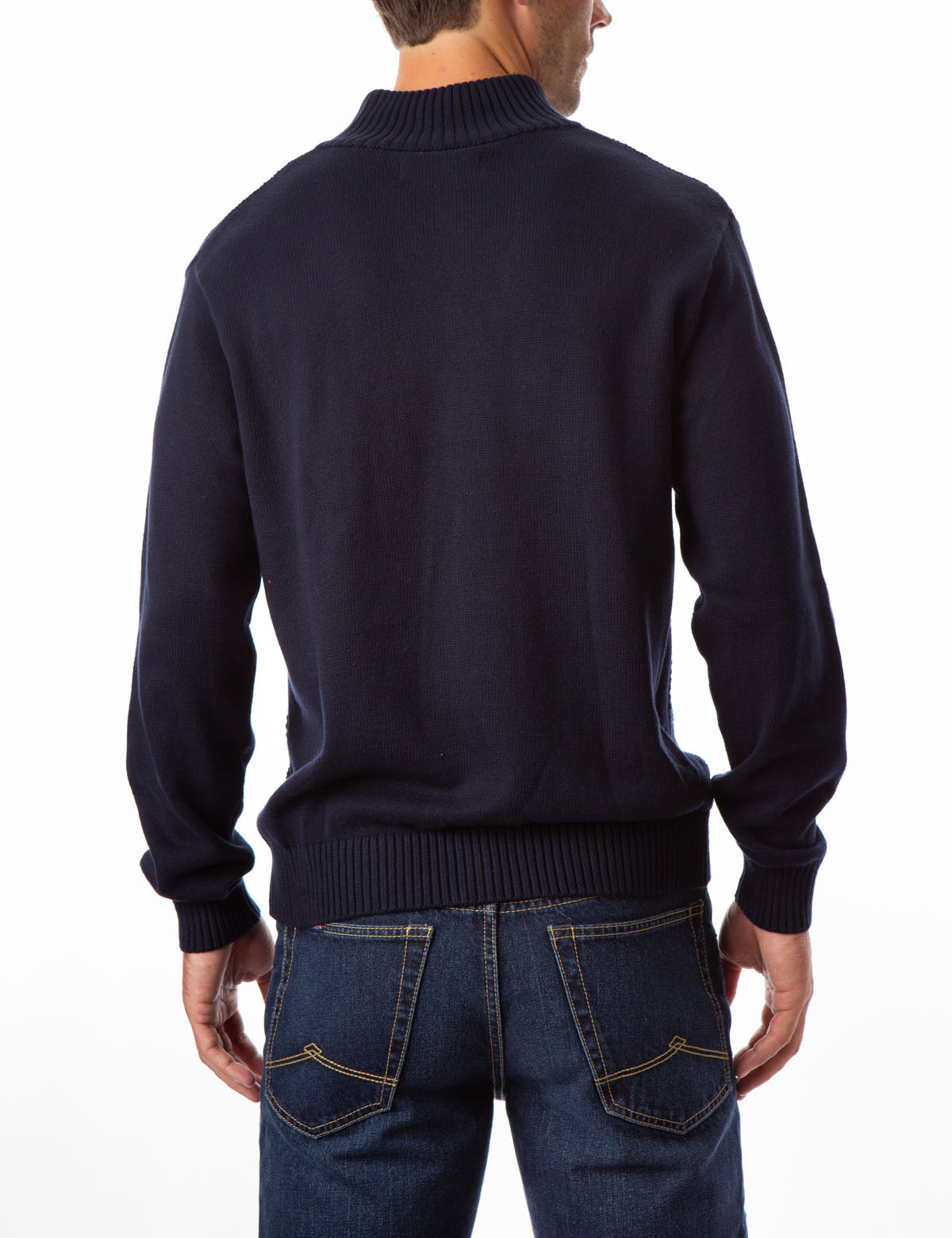 Textured Stripe Quarter Zip Sweater with Ribbed Cuffs