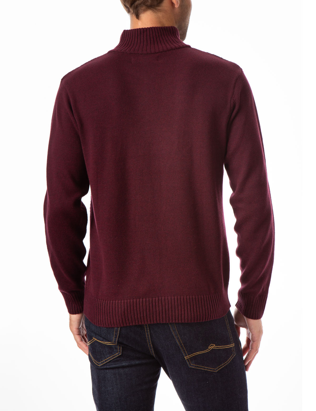 Textured Stripe Quarter Zip Sweater with Ribbed Cuffs