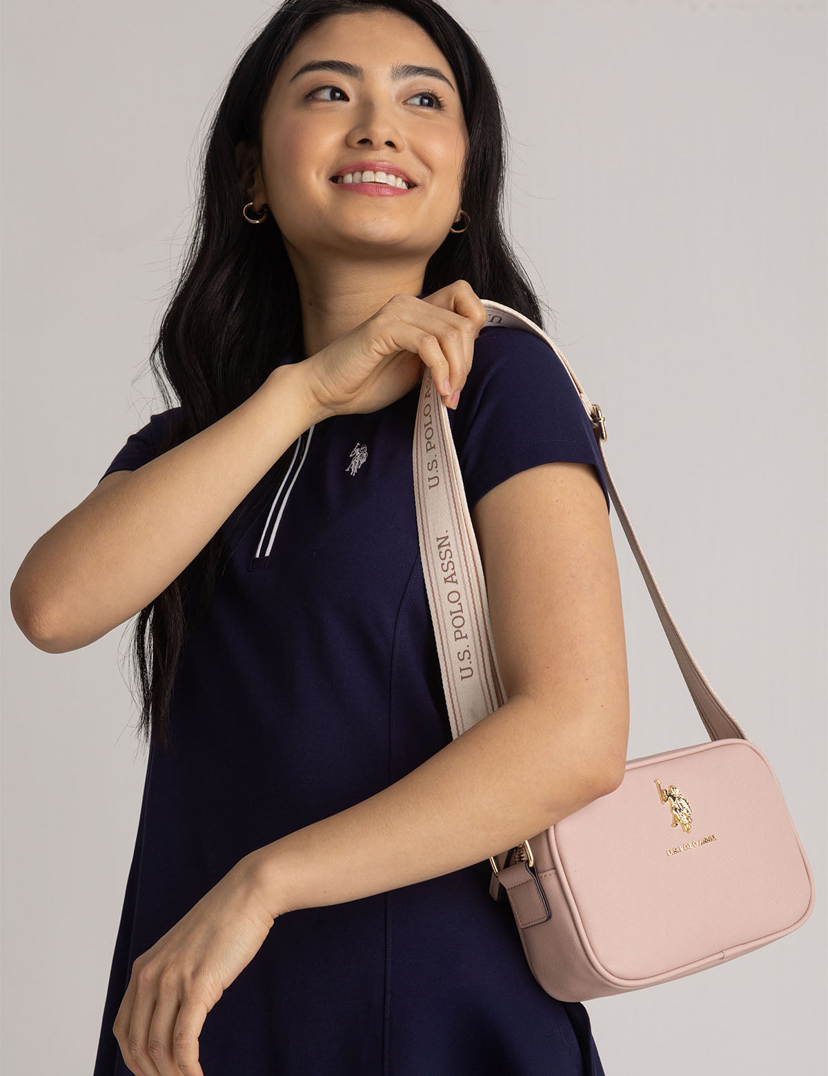 U.S. Polo Assn. Classic Zip Crossbody Bag - Saffiano PU, 8x6in