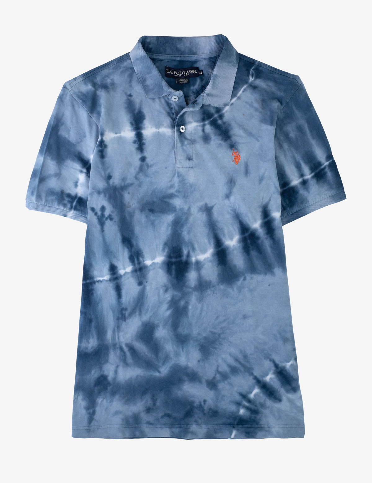 Tie Dye Polo Shirt with Embroidered Logo & Short Sleeves