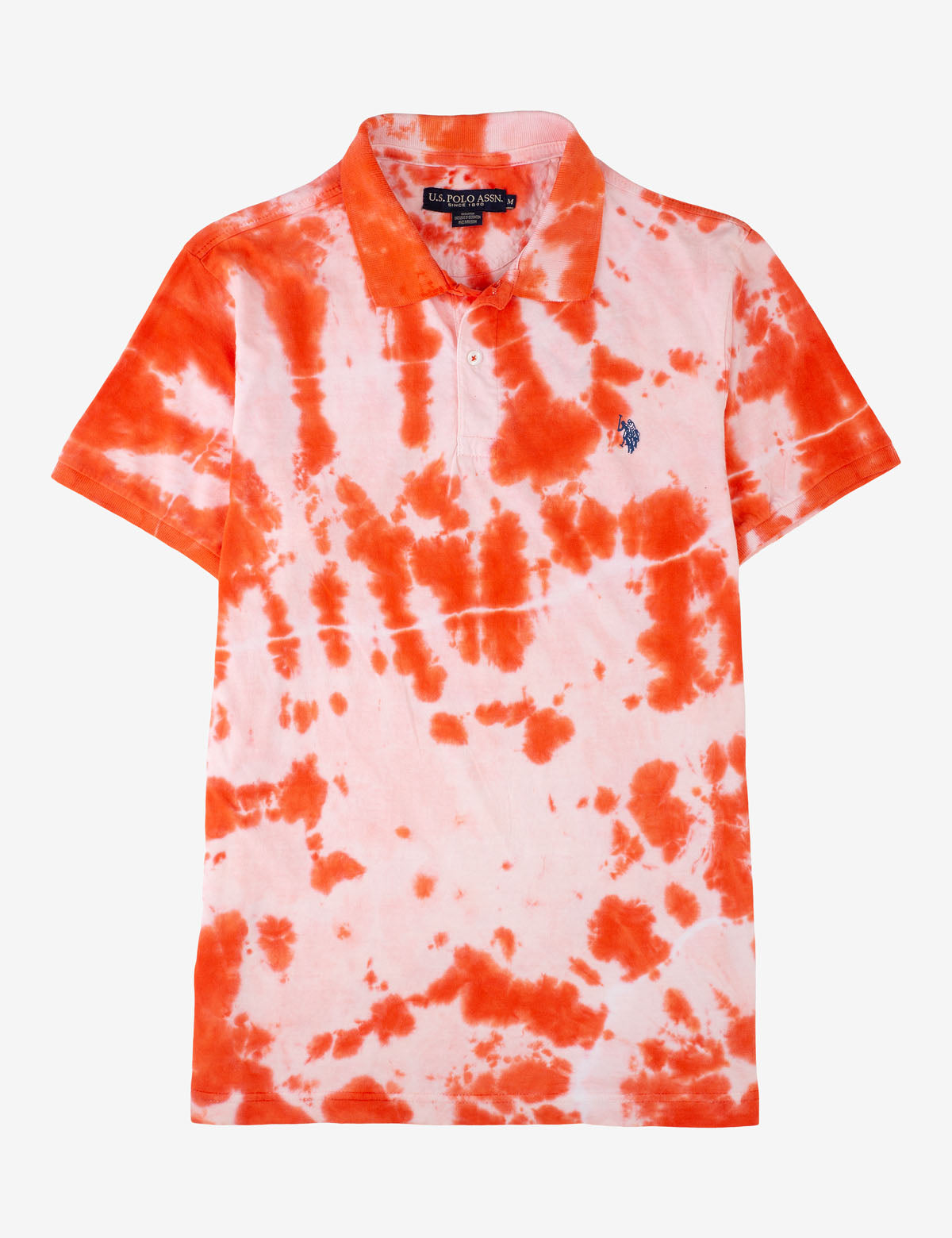 Tie Dye Polo Shirt with Embroidered Logo & Short Sleeves