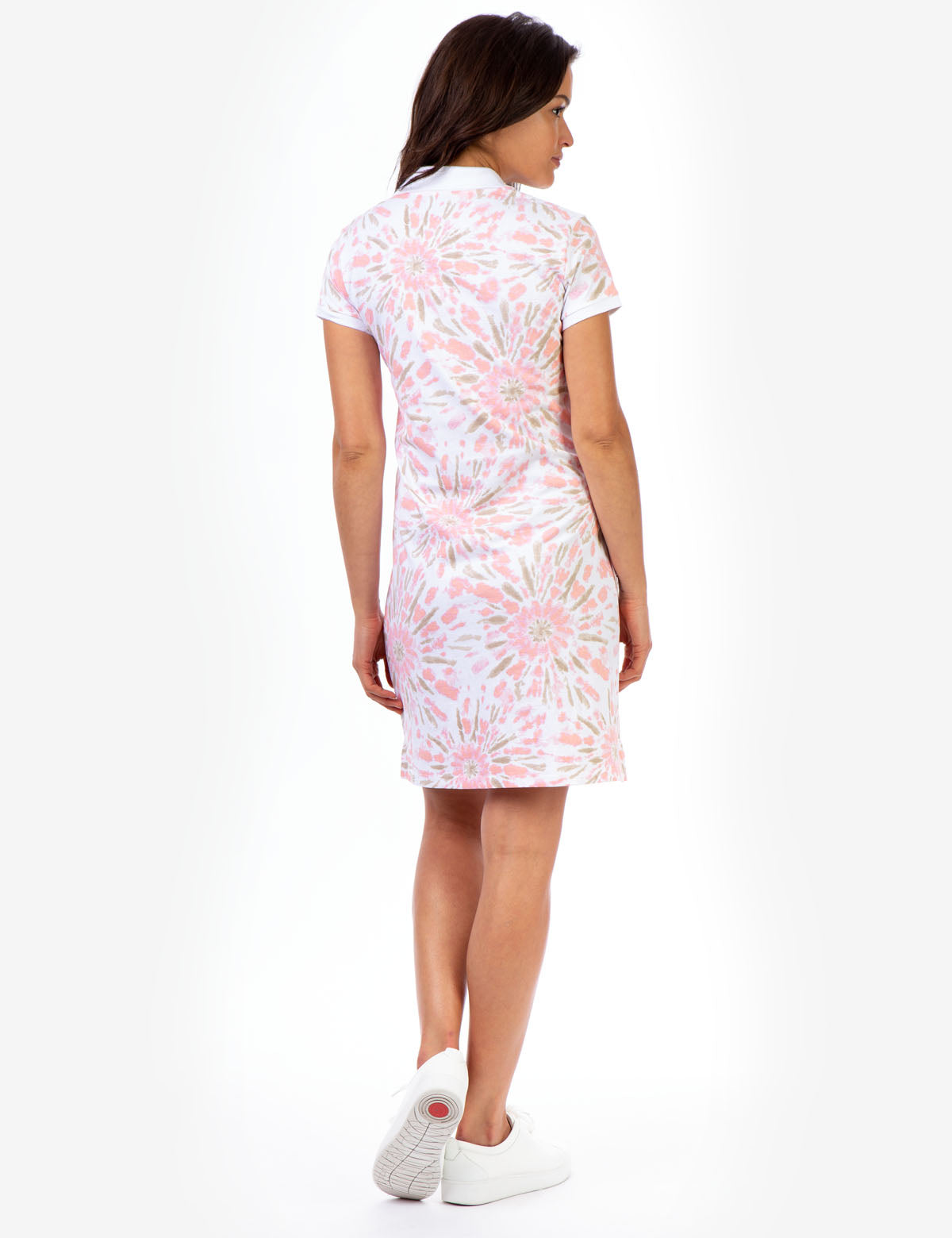 Tie Dye Polo Dress with Contrast Collar & Cuffs