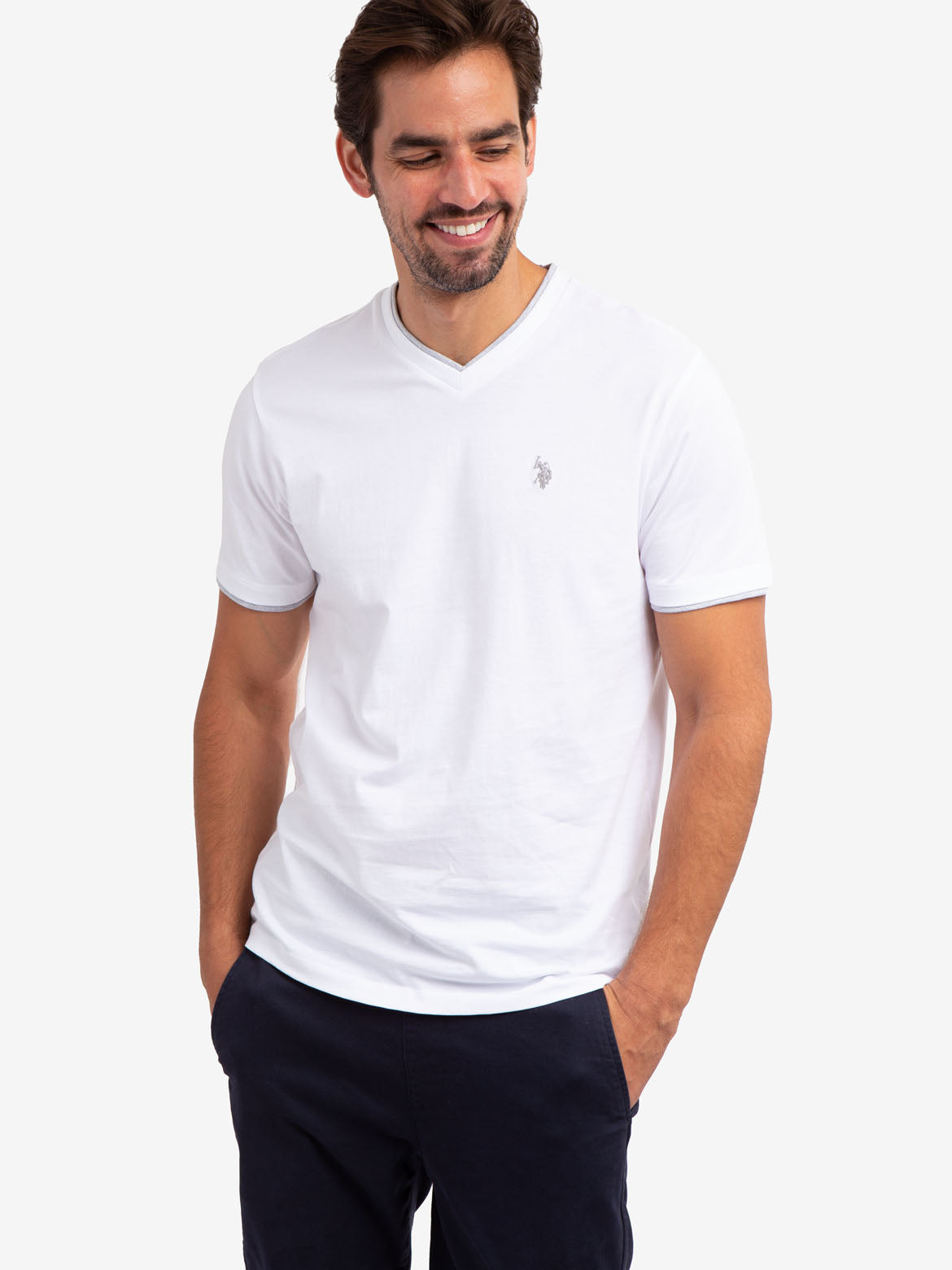 Double V-Neck T-Shirt for Men - Stylish Casual Tee