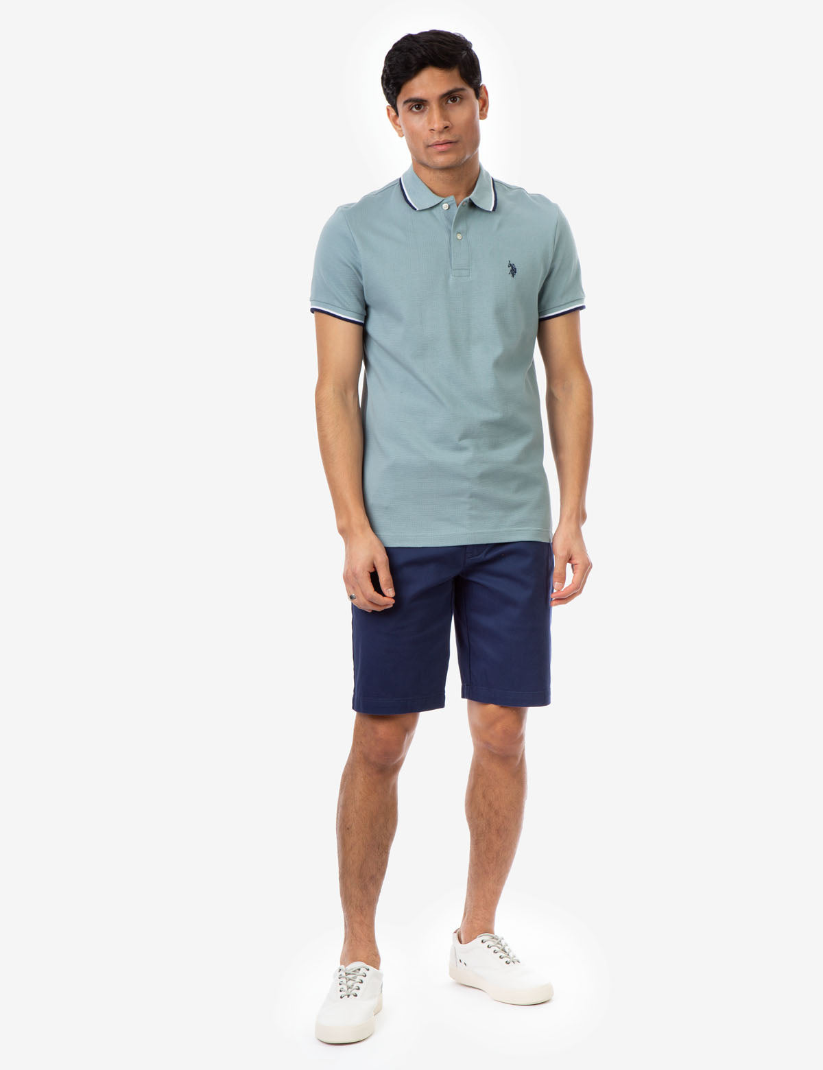 Men's Striped Tipped Ottoman Pique Polo Shirt