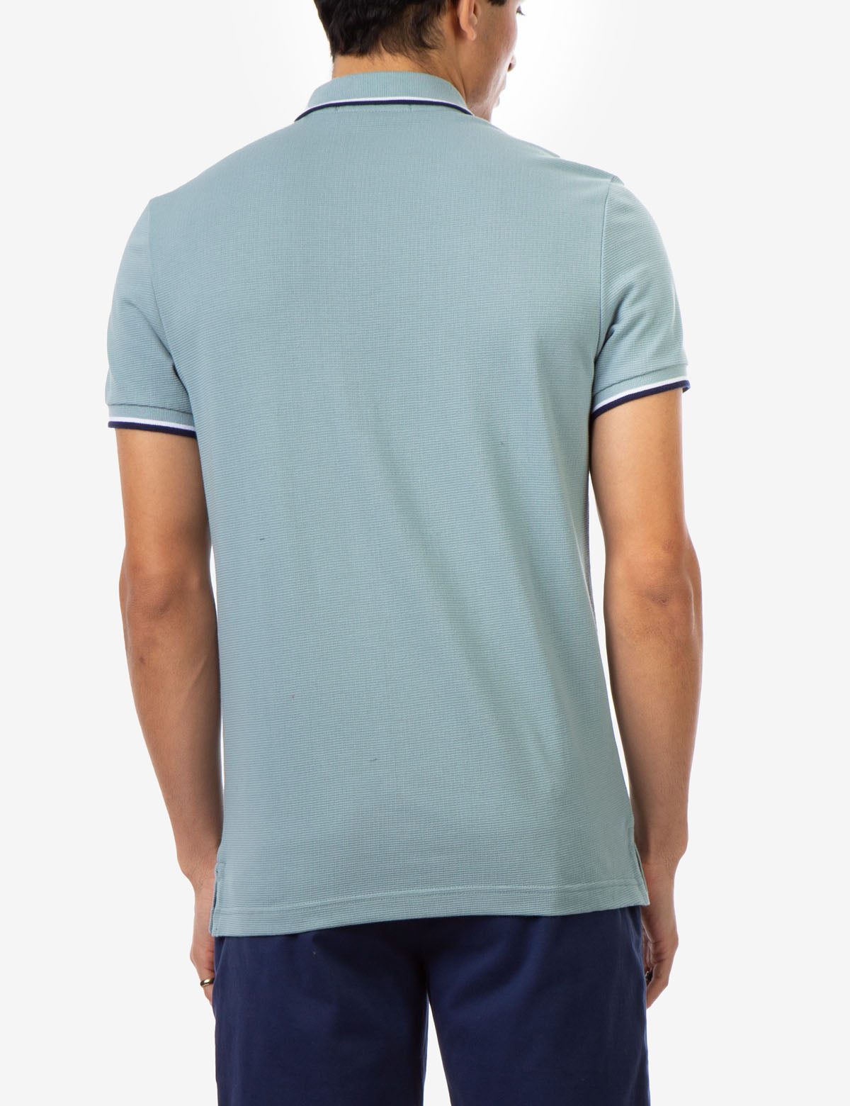 Men's Striped Tipped Ottoman Pique Polo Shirt