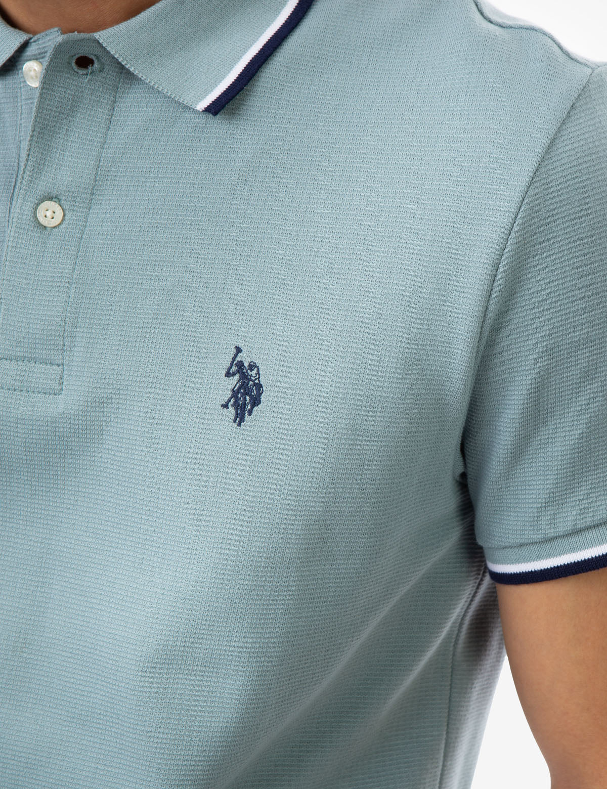 Men's Striped Tipped Ottoman Pique Polo Shirt