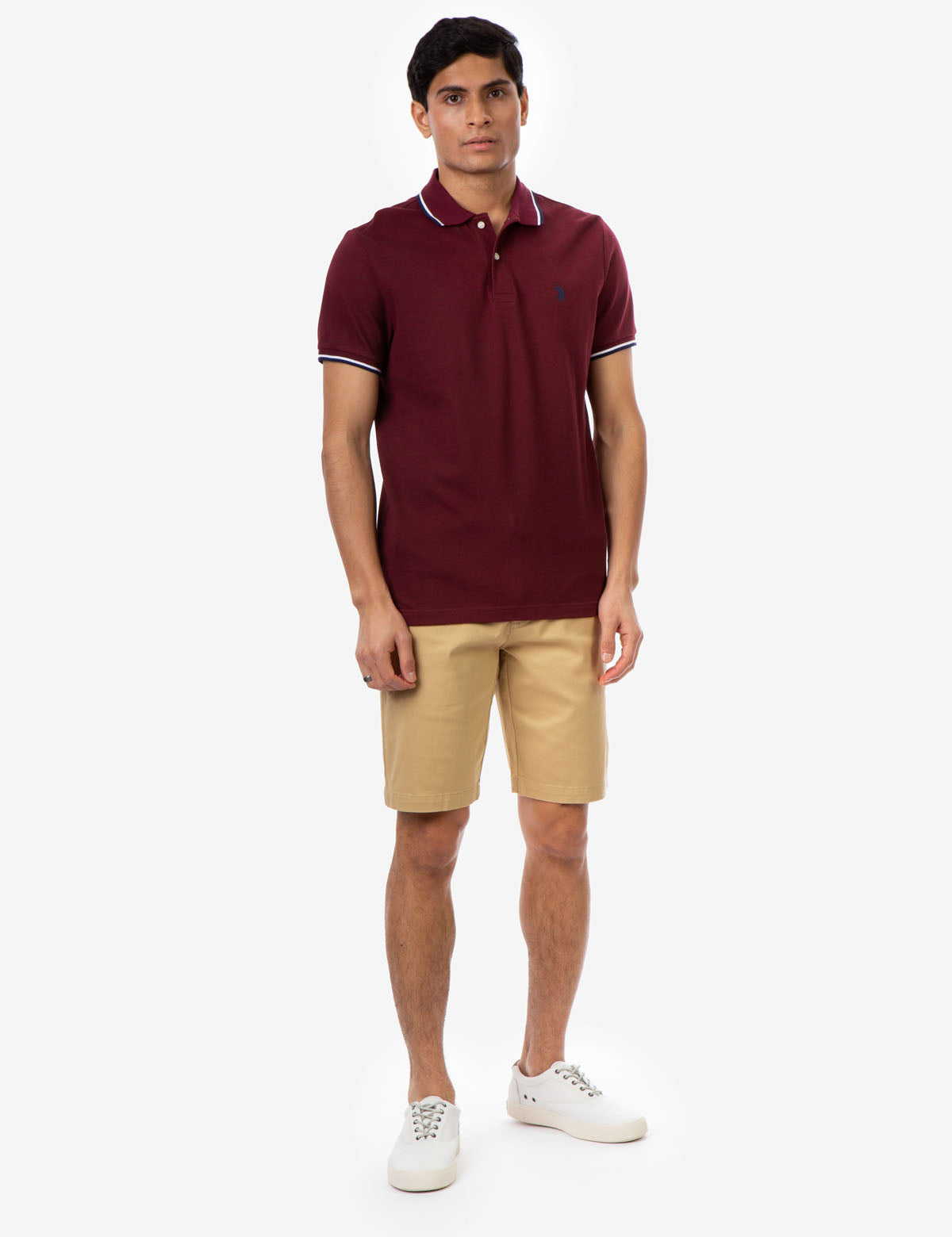 Men's Striped Tipped Ottoman Pique Polo Shirt
