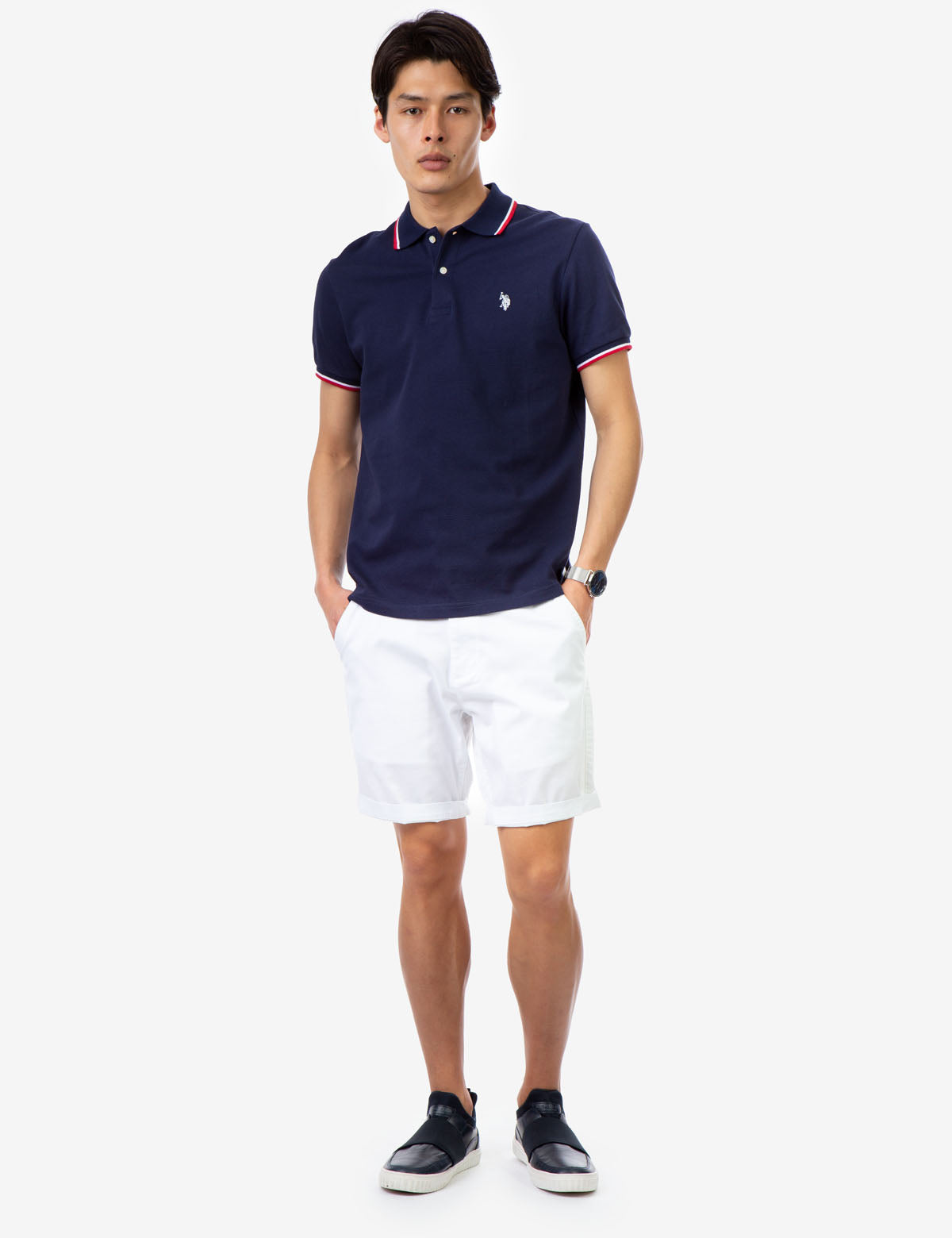 Men's Striped Tipped Ottoman Pique Polo Shirt