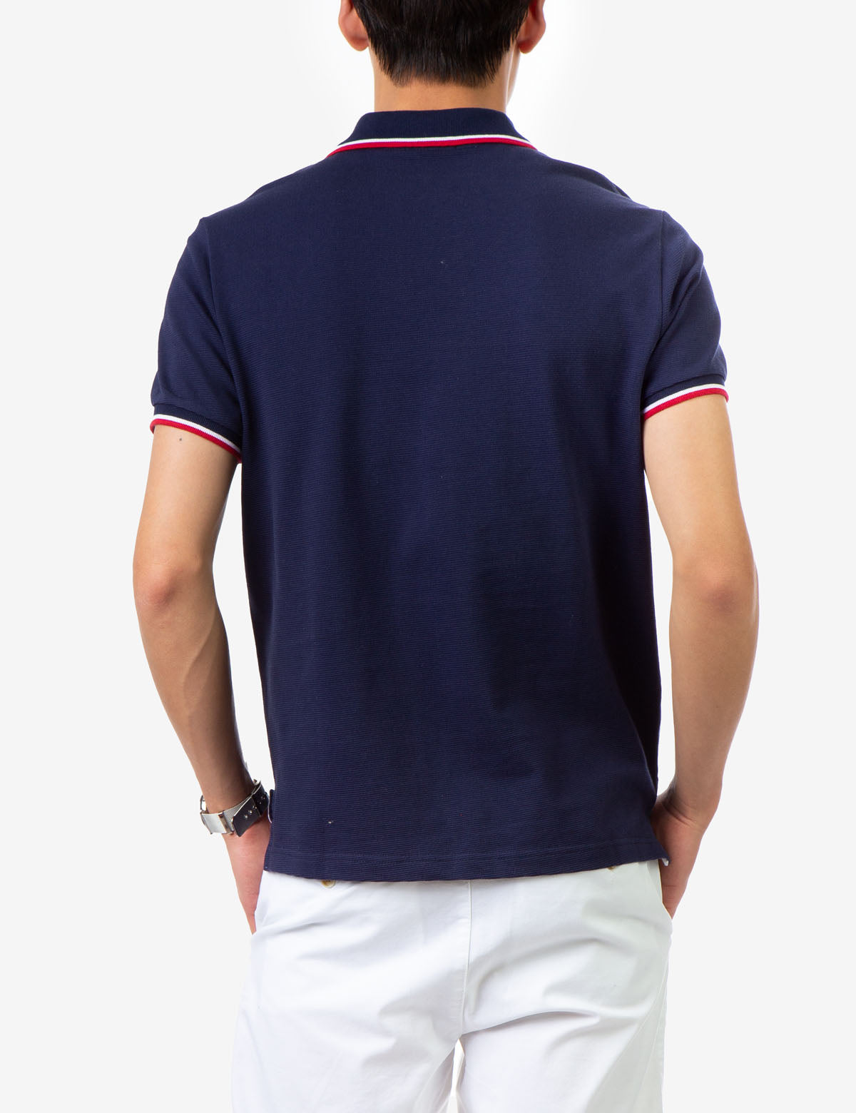 Men's Striped Tipped Ottoman Pique Polo Shirt