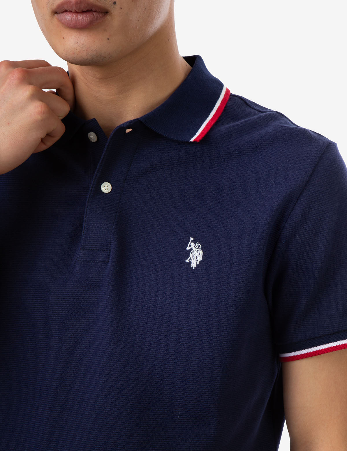 Men's Striped Tipped Ottoman Pique Polo Shirt
