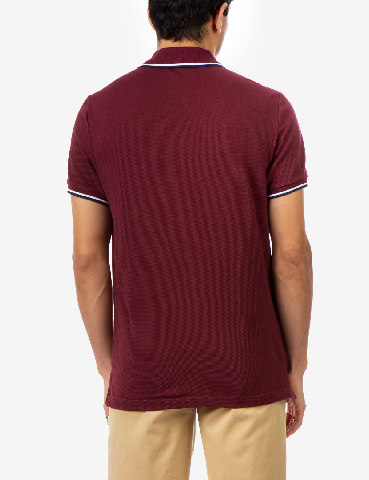 Men's Striped Tipped Ottoman Pique Polo Shirt