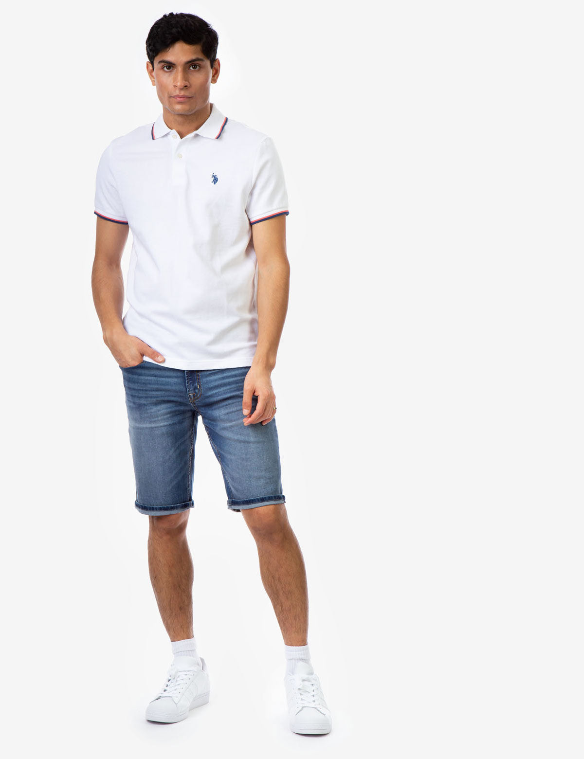 Men's Striped Tipped Ottoman Pique Polo Shirt