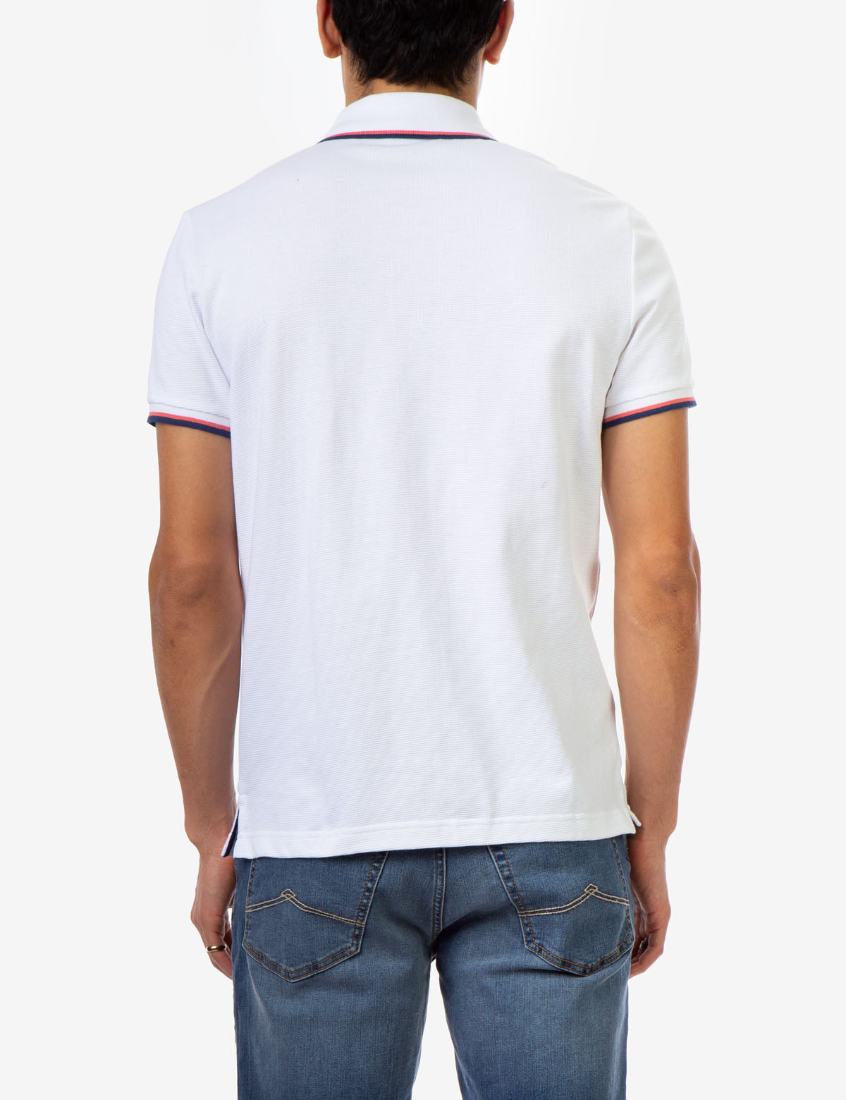 Men's Striped Tipped Ottoman Pique Polo Shirt
