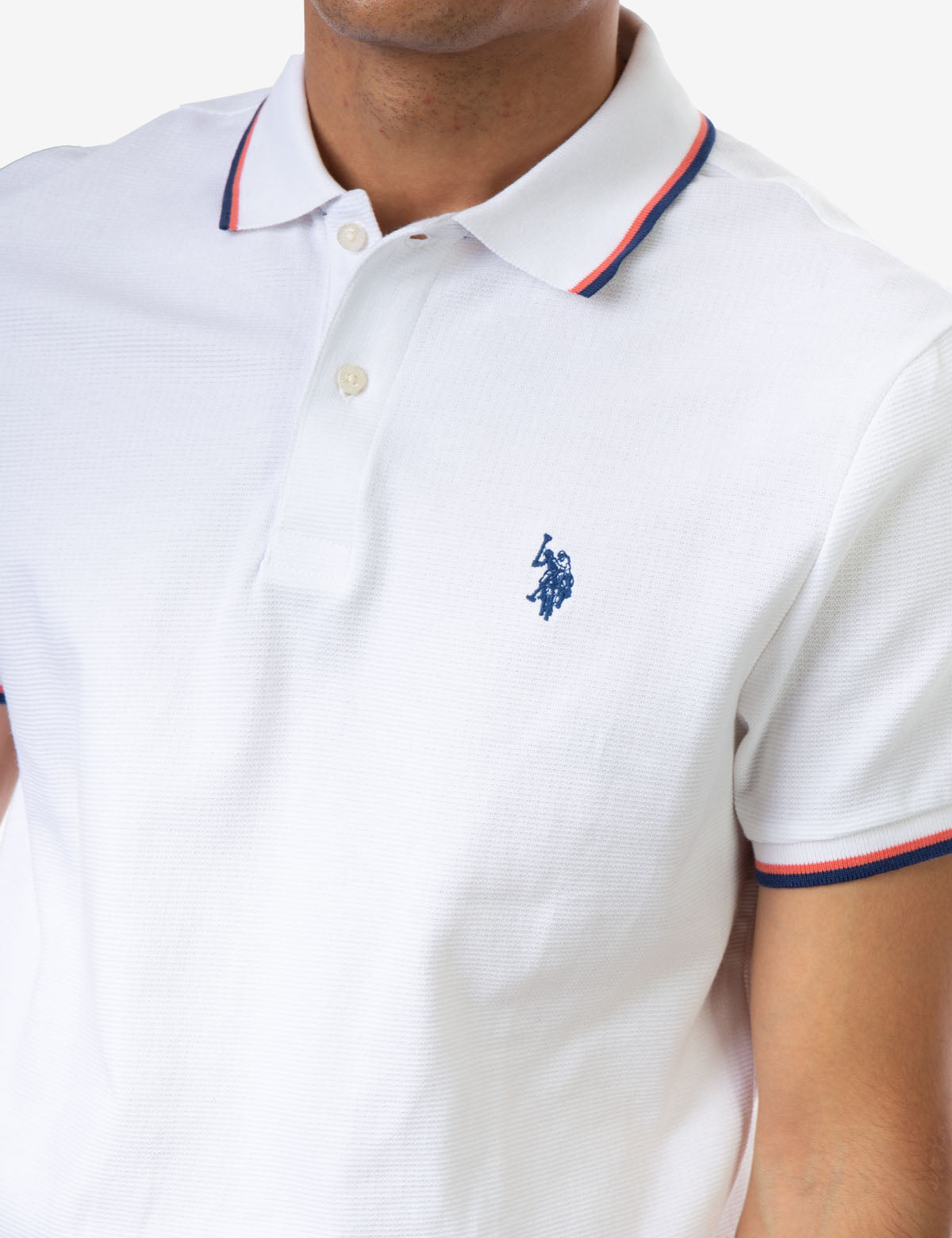 Men's Striped Tipped Ottoman Pique Polo Shirt