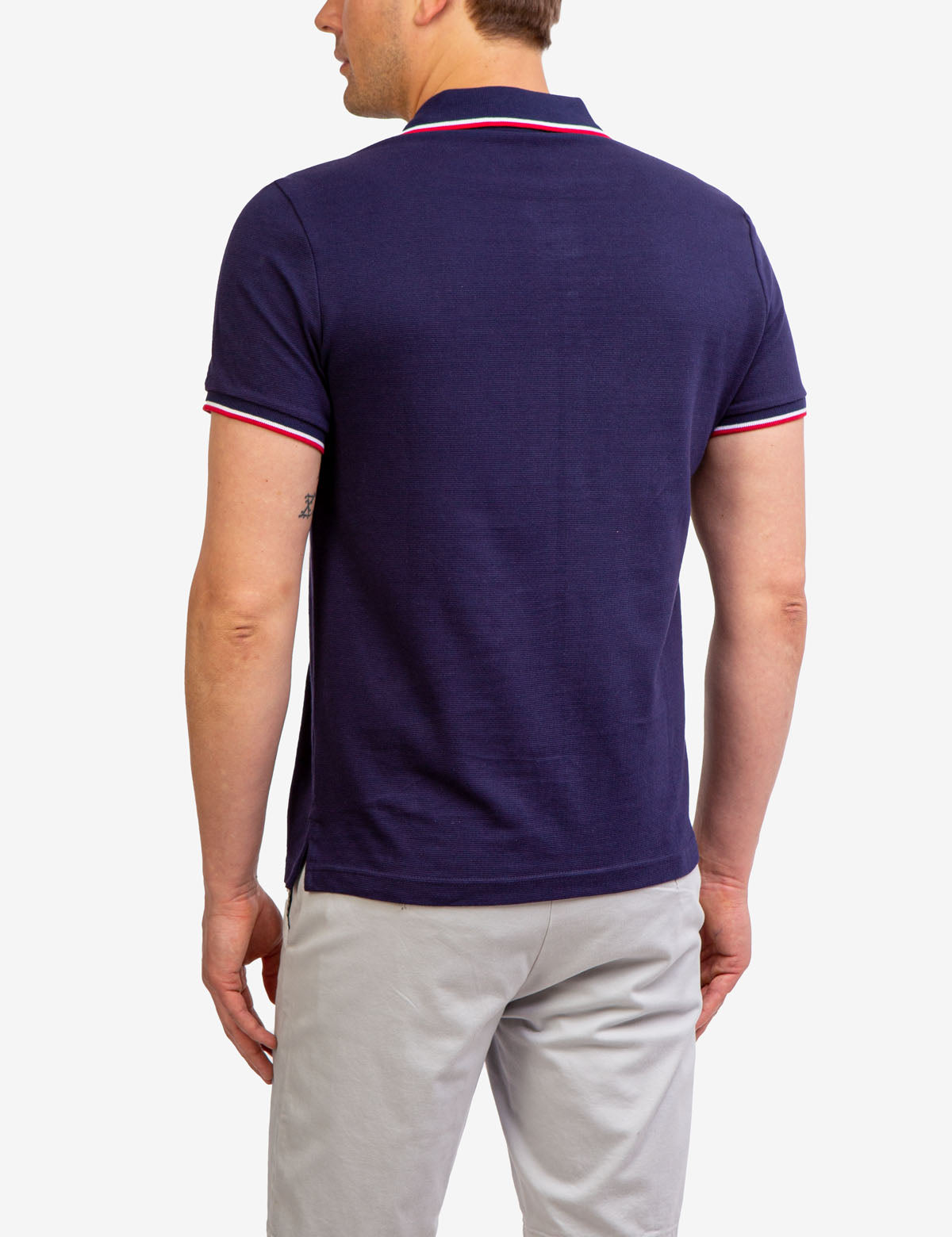 Men's Striped Tipped Ottoman Pique Polo Shirt