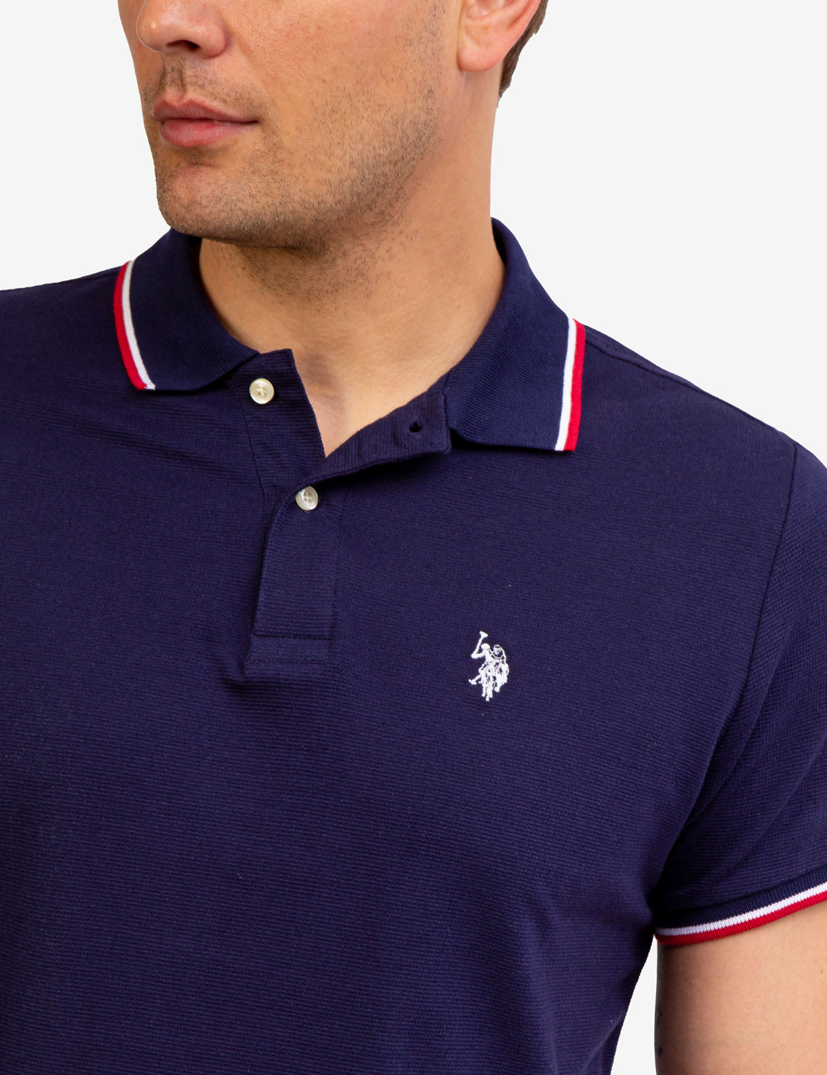Men's Striped Tipped Ottoman Pique Polo Shirt
