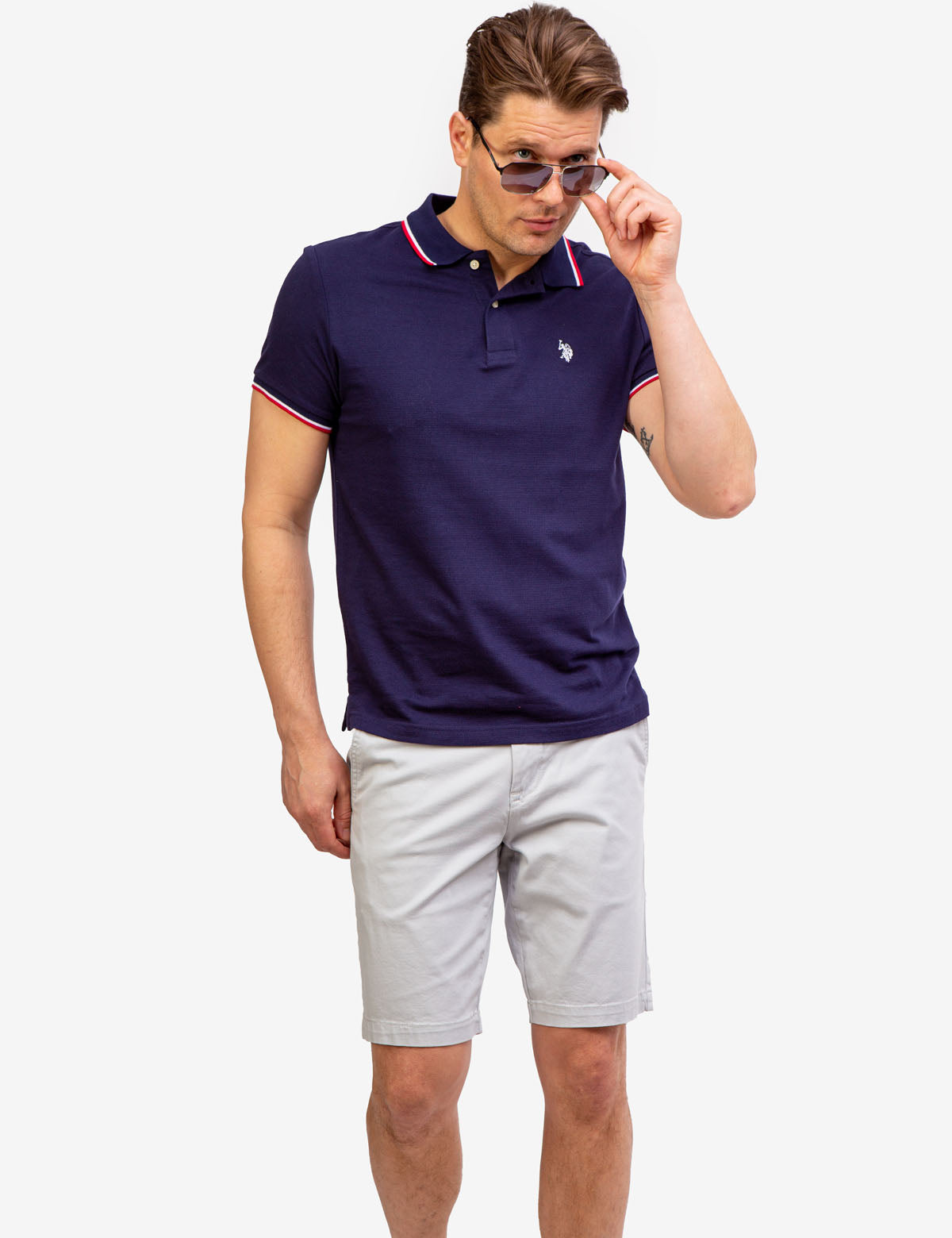 Men's Striped Tipped Ottoman Pique Polo Shirt