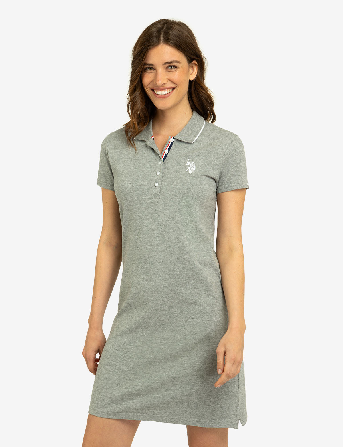 Women's Cotton Spandex Polo Dress with Embroidered Logo & Tipped Sleeves
