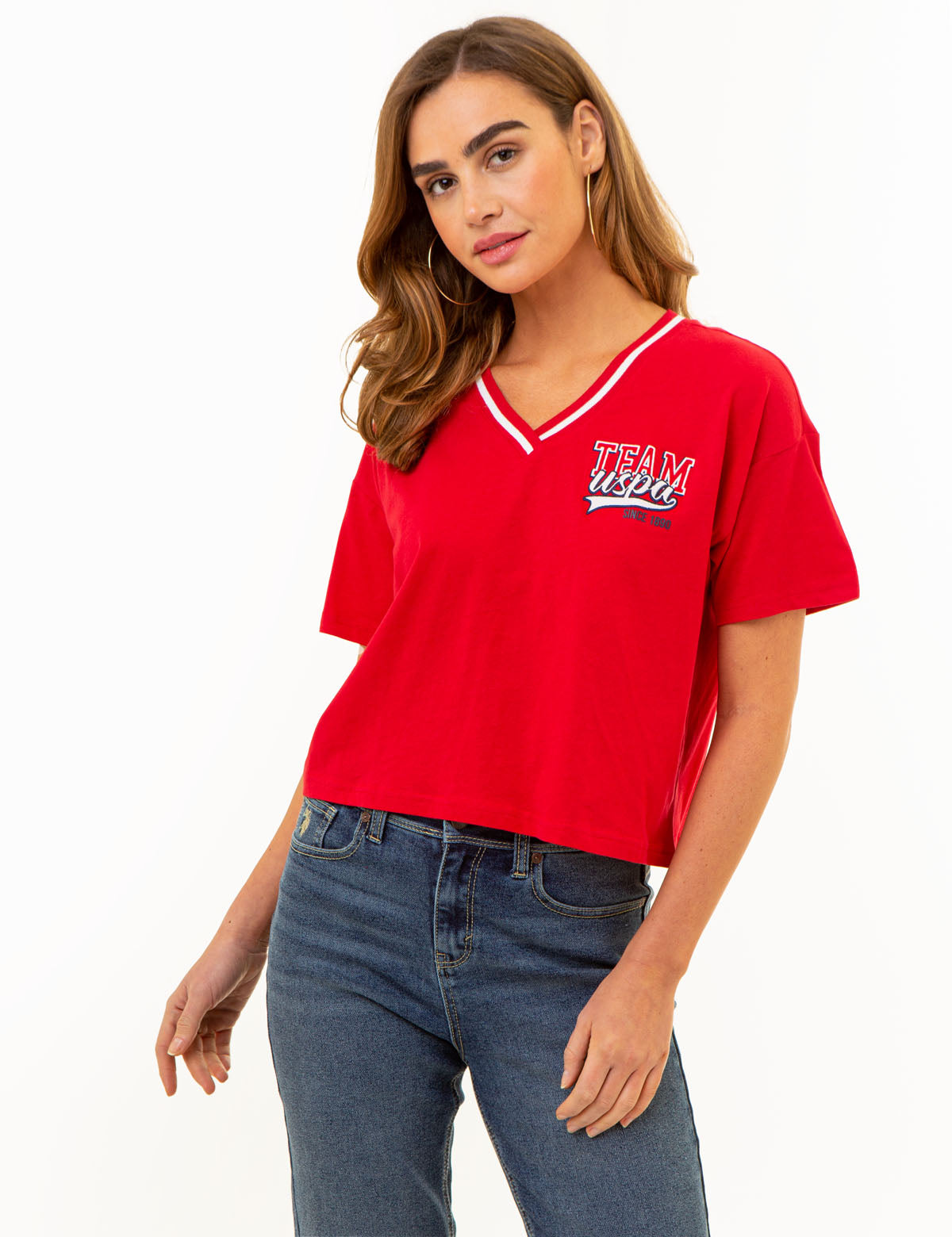 Graphic V-Neck Tipped T-Shirt for Men & Women