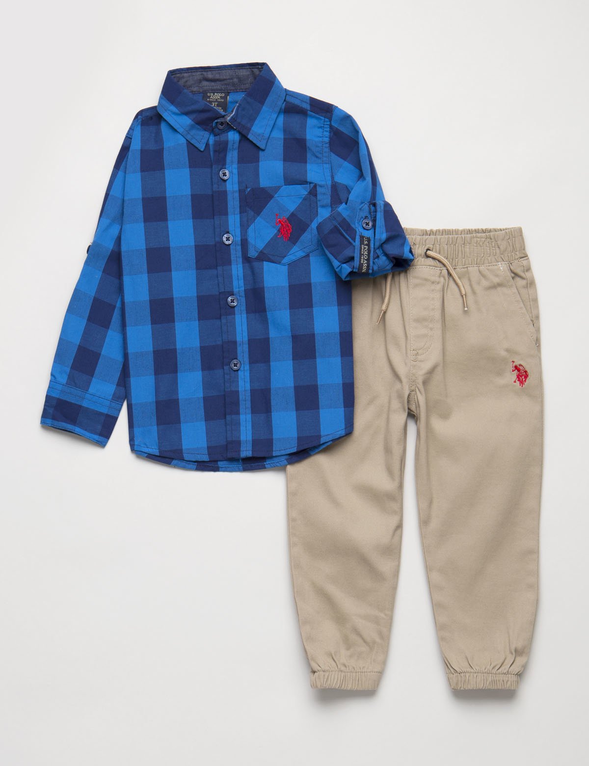 Boys' Plaid Shirt & Joggers 2-Piece Toddler Set