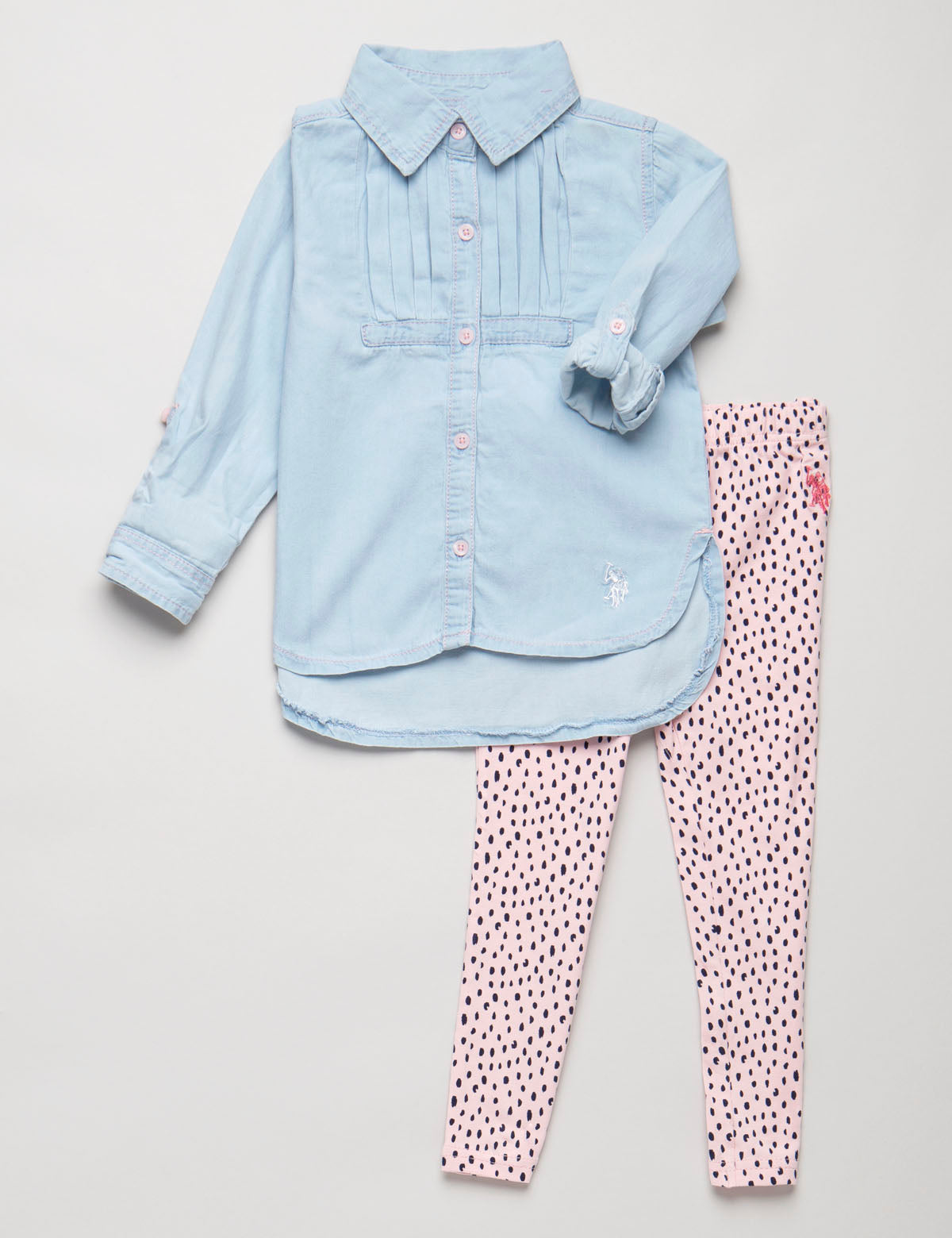 Toddler Outfit Set: Pleated Shirt & Leggings for Boys & Girls