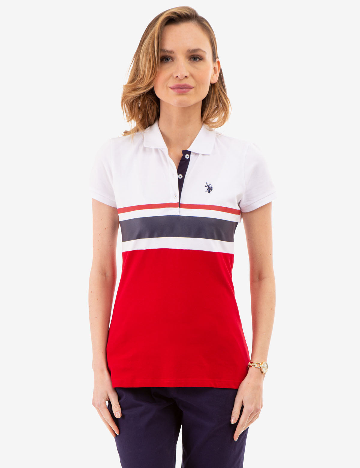 Men's Tri-Color Block Polo Shirt - Stylish Casual Wear