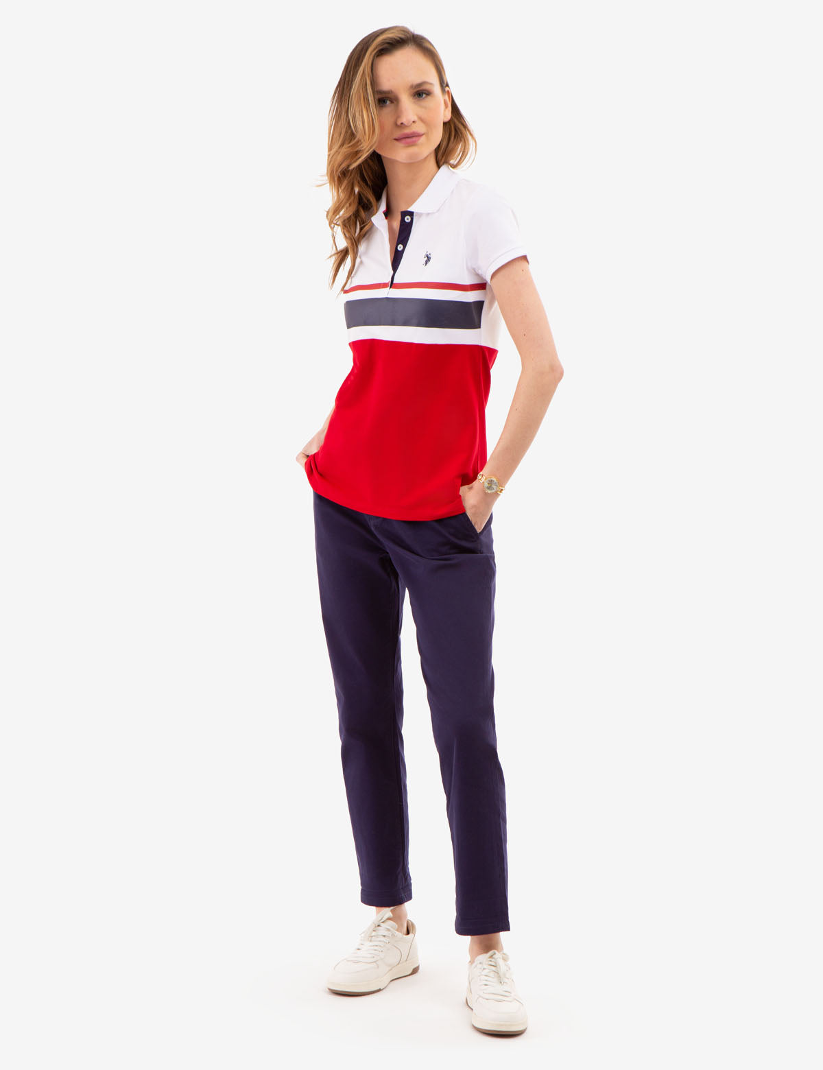 Men's Tri-Color Block Polo Shirt - Stylish Casual Wear