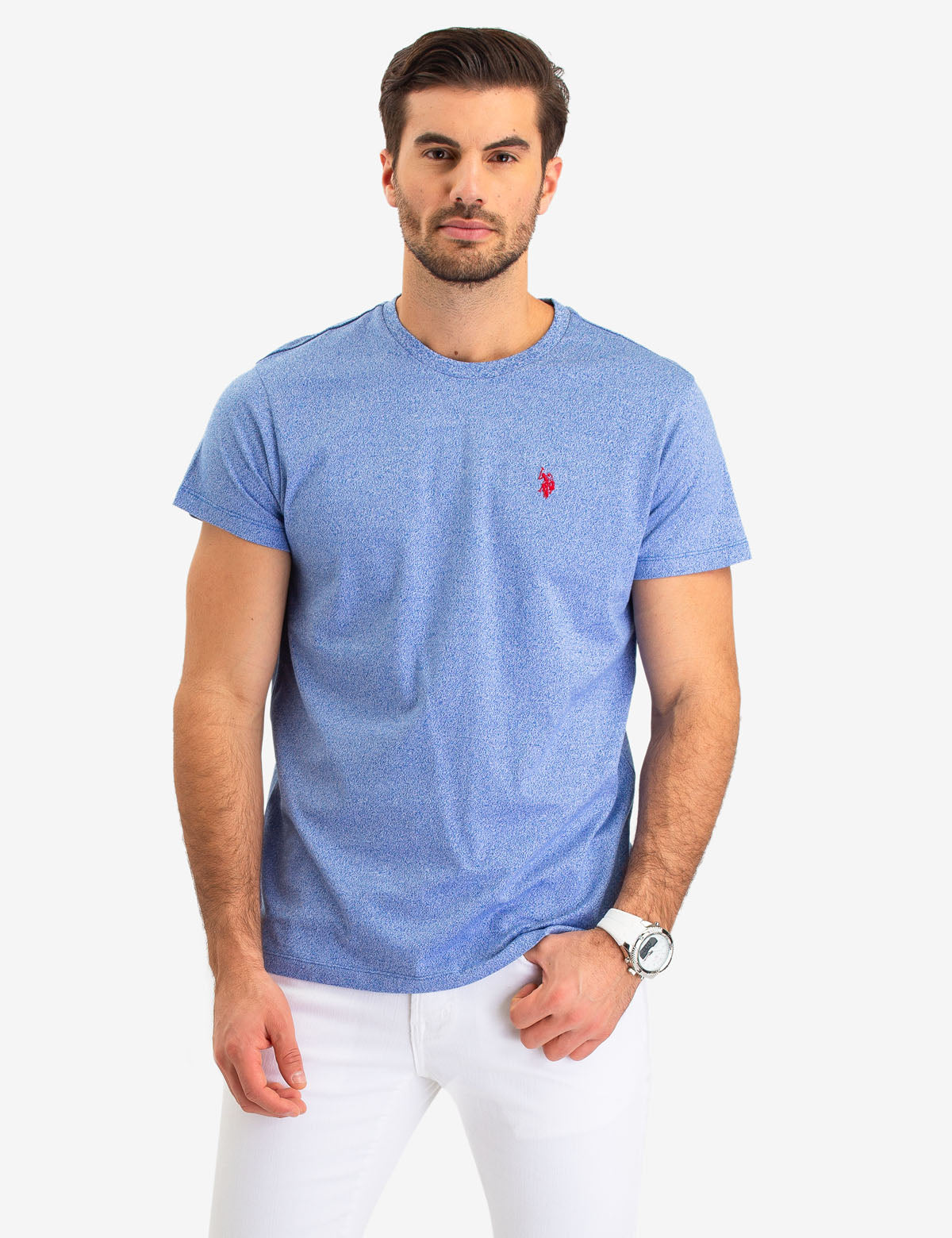 Soft Cotton Crew Neck T-Shirt with Small Logo - Relaxed Fit