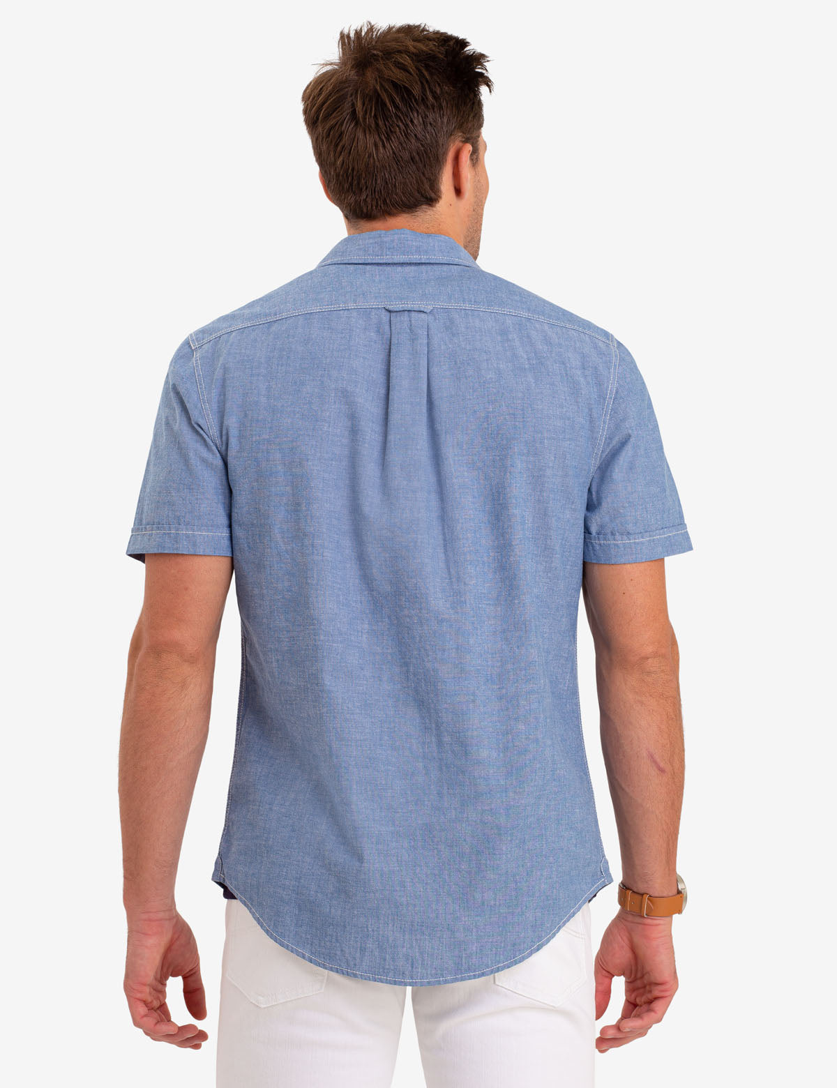 Men's Cotton Utility Shirt with Chest Pockets - Short Sleeve