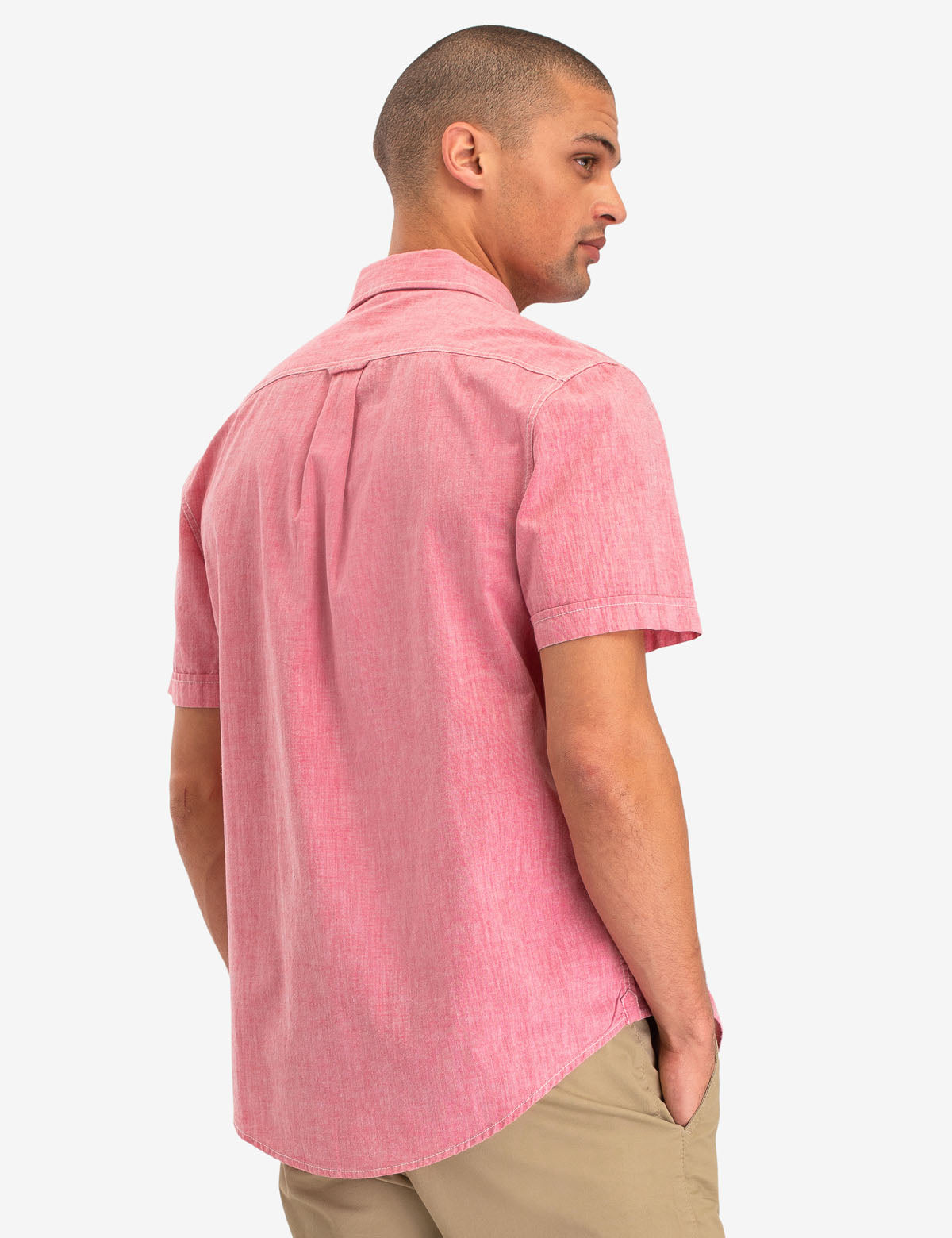 Men's Cotton Utility Shirt with Chest Pockets - Short Sleeve