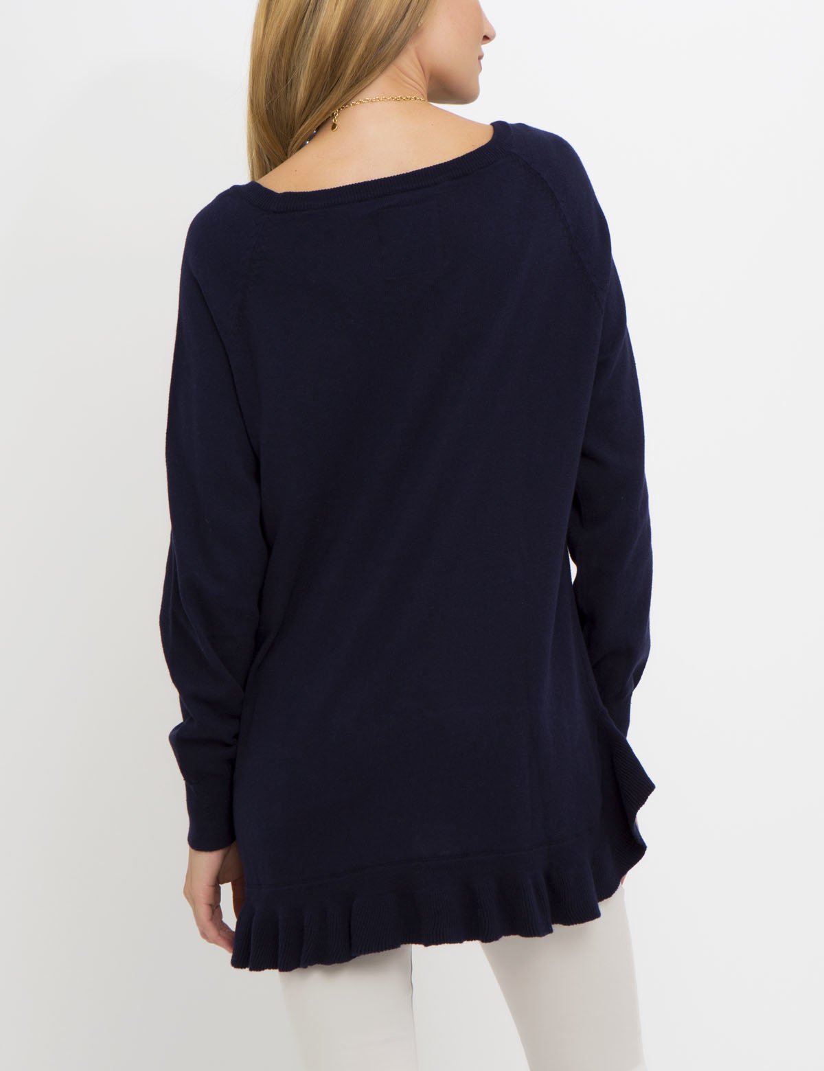 Two-Tier Acrylic Sweater with Rib Cuffs - Pullover Style