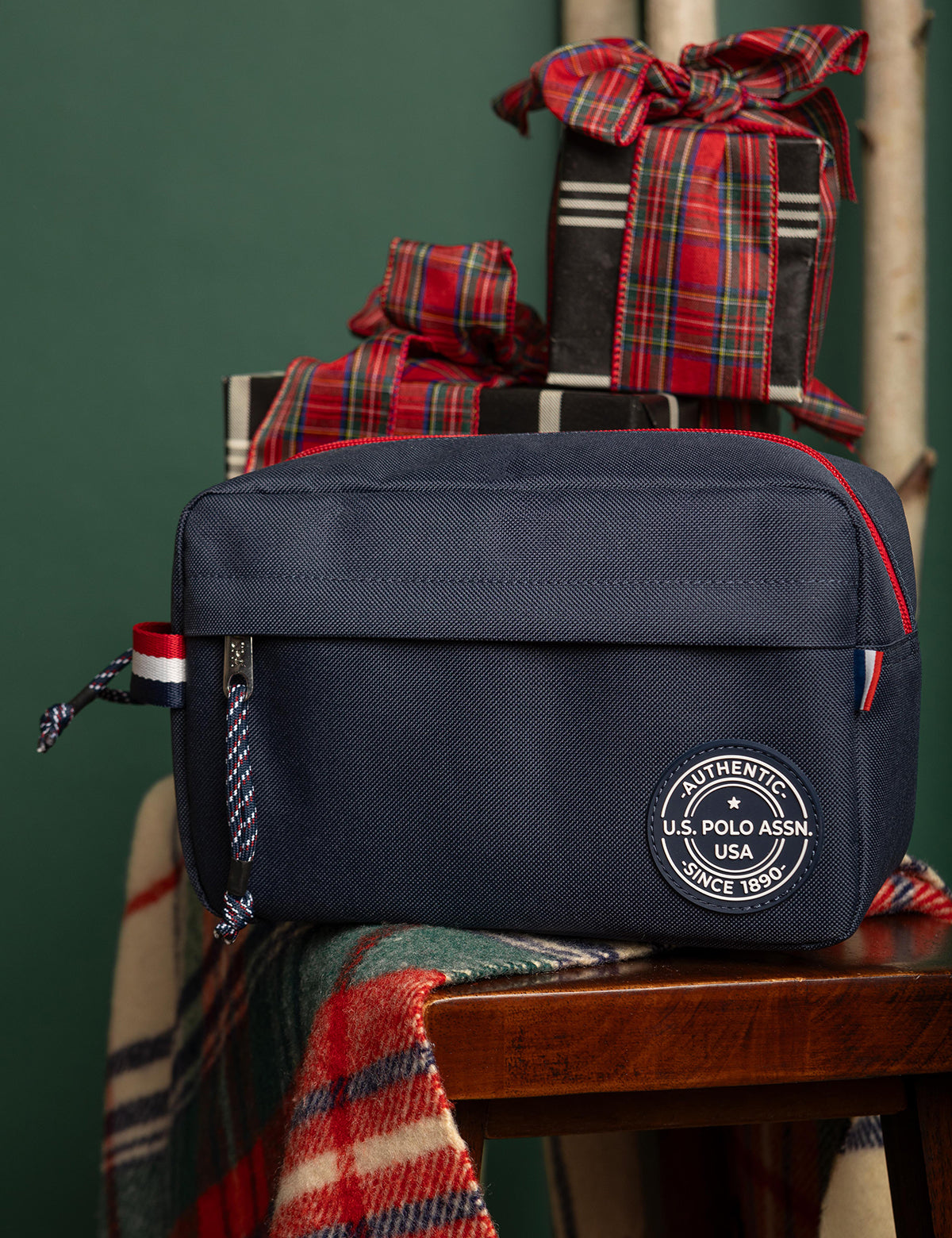 U.S. Polo Assn. Travel Toiletry Bag with Zip Pockets & Mesh Organizer