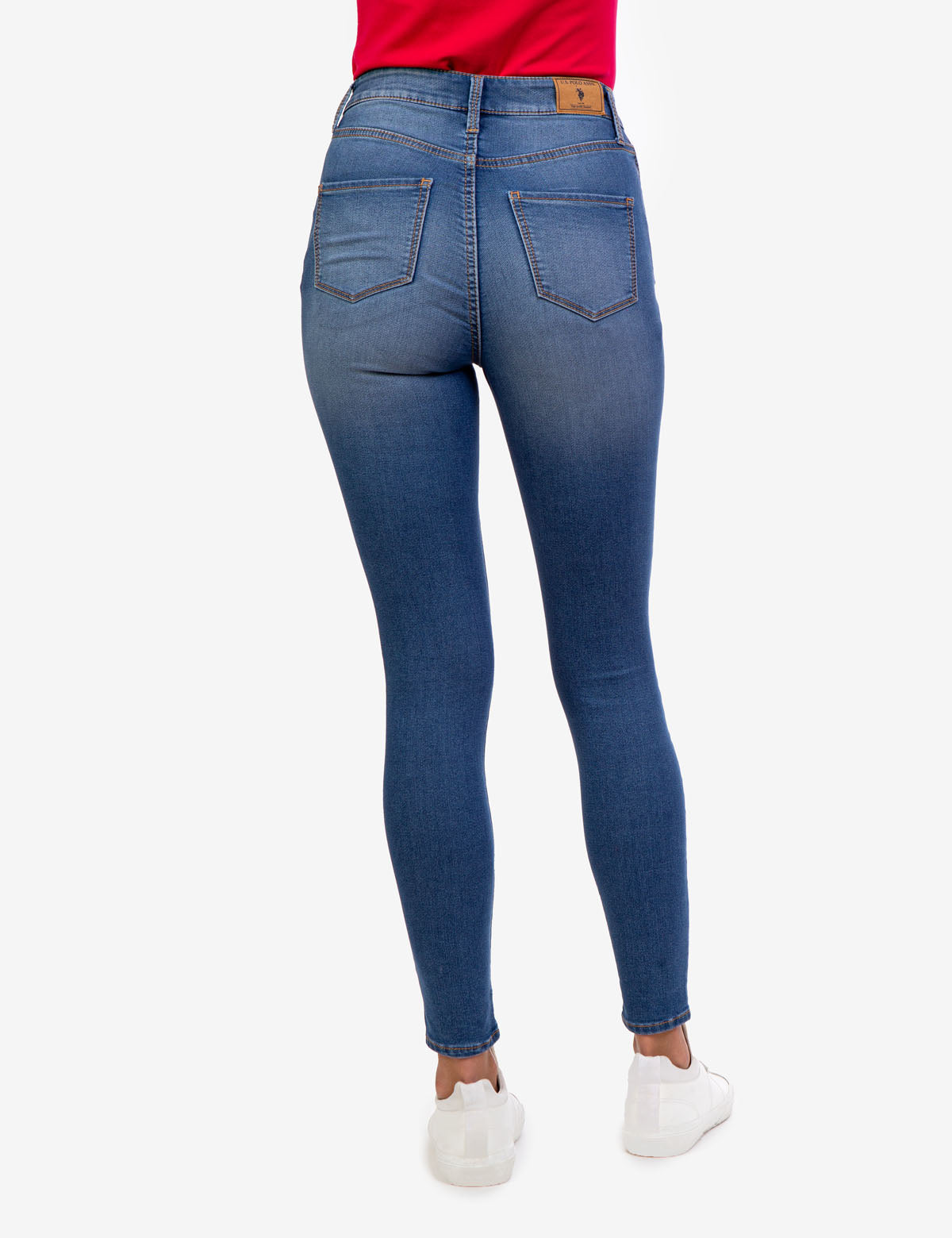 High Rise Women's Denim Jeans with Zip Fly & Button Closure