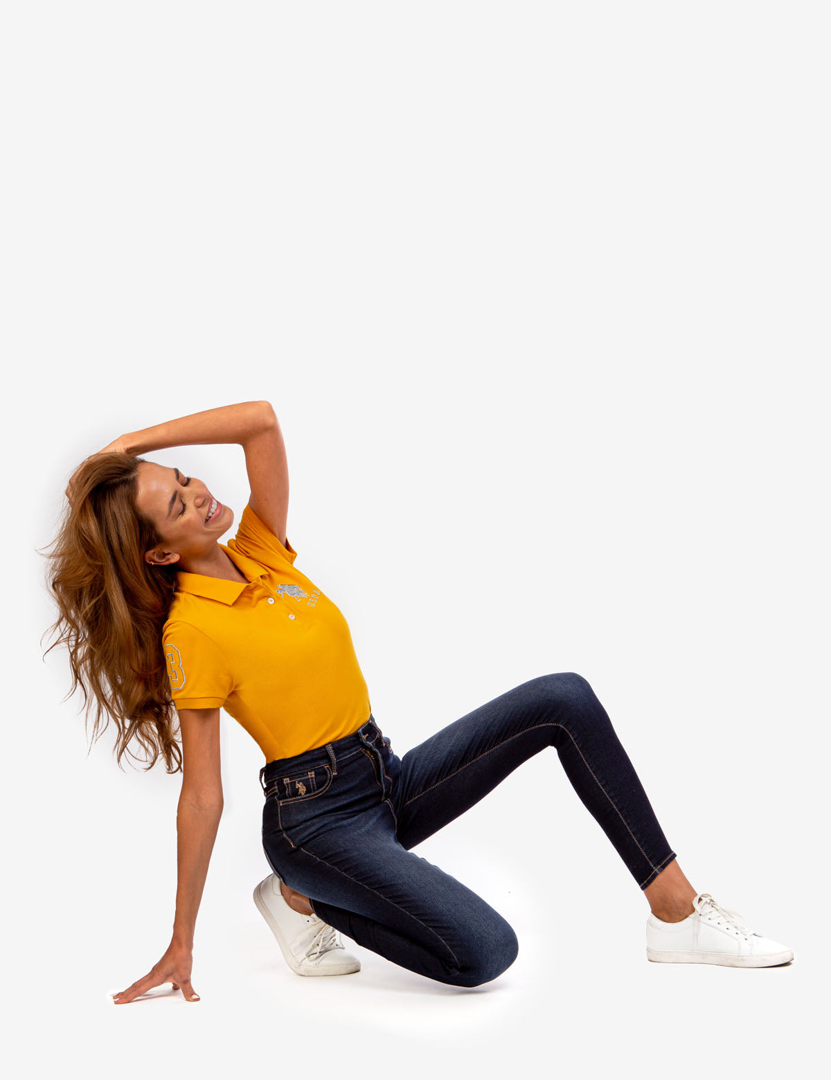 High Rise Women's Denim Jeans with Zip Fly & Button Closure