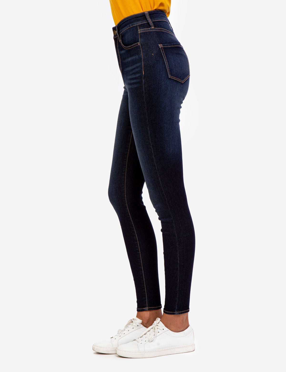 High Rise Women's Denim Jeans with Zip Fly & Button Closure