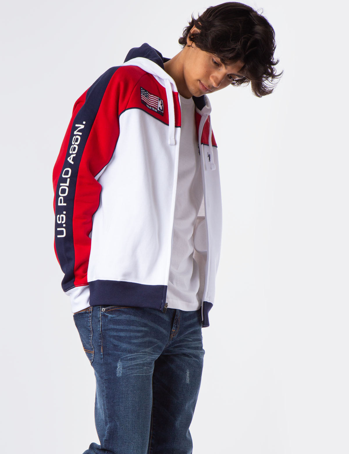 U.S. Polo Assn. Colorblock Zip Hoodie with USA Flag