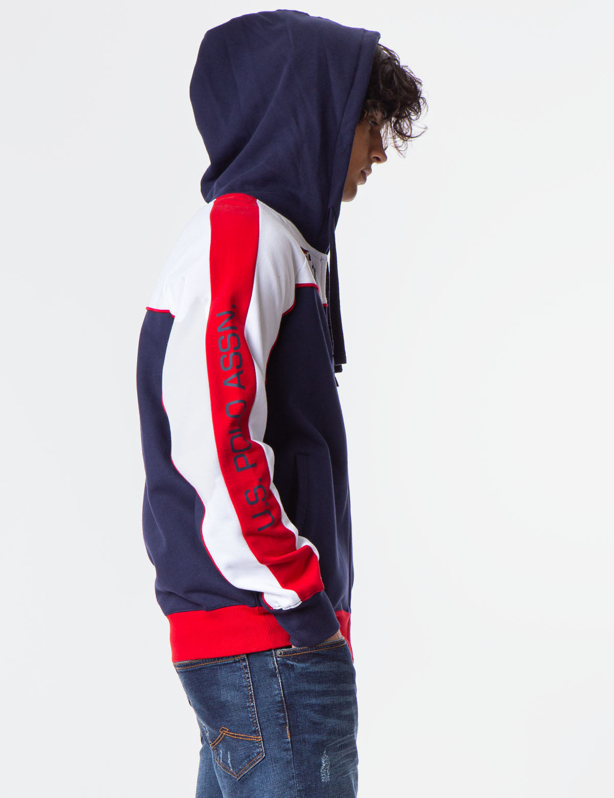 U.S. Polo Assn. Colorblock Zip Hoodie with USA Flag