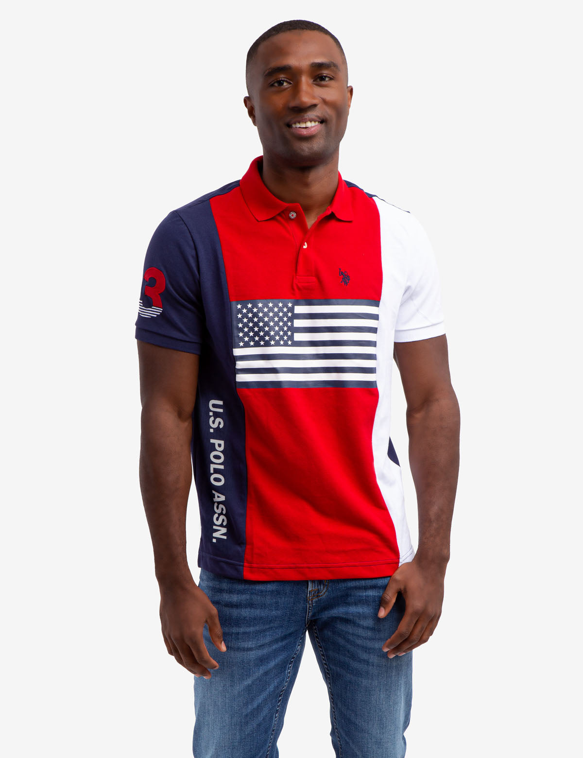 U.S. Polo Assn. USA Flag Colorblock Pique Polo Shirt
