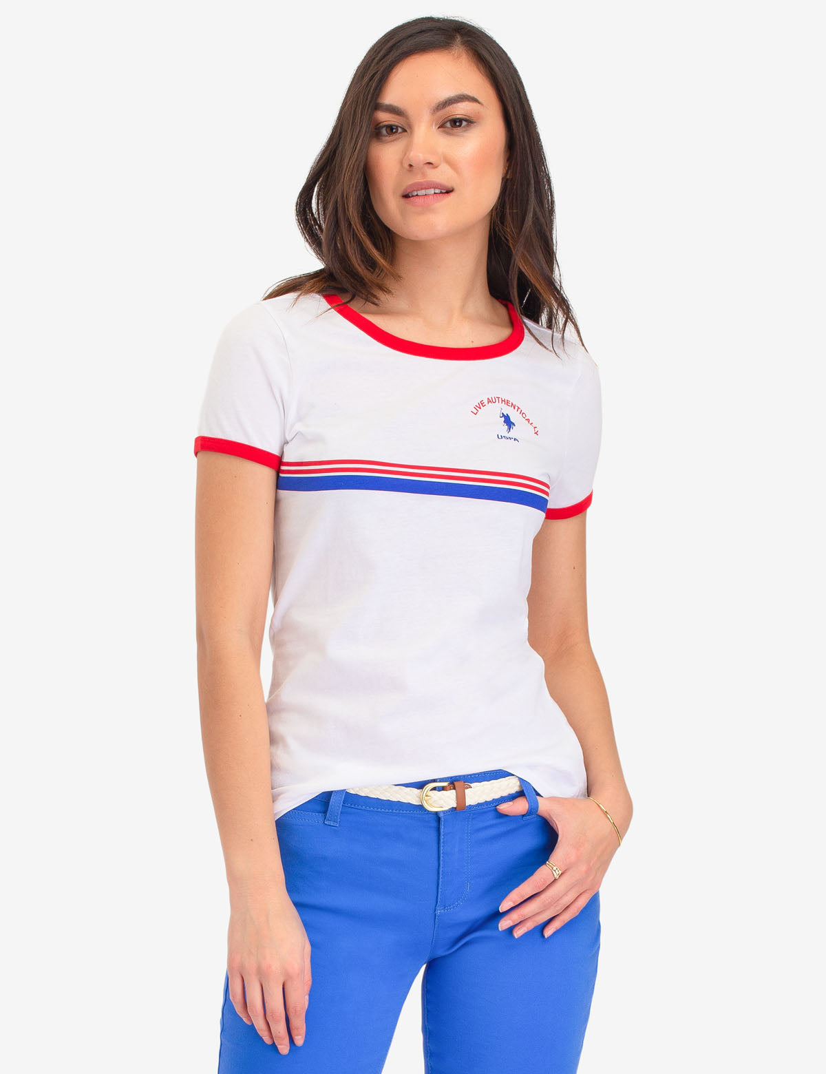 USPA Retro Striped Ringer T-Shirt - Vintage Graphic Tee