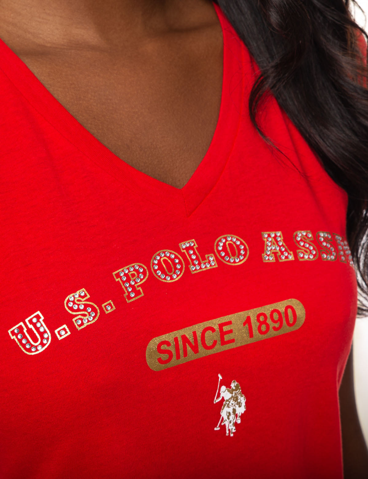 USPA Bling Logo Rhinestone T-Shirt for Women